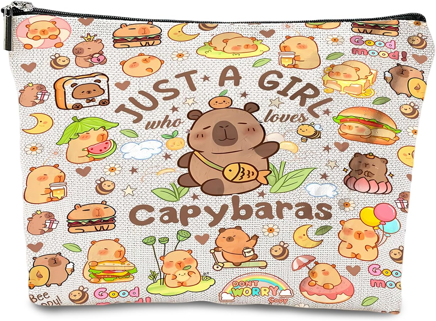 Cosmetic Bag for Girls Capybara Makeup Bag Makeup Bag with Zip for Girlfriend Capybara Gifts for Birthdays Portable Toiletry Bag Women for Travel Everyday Life Cute
