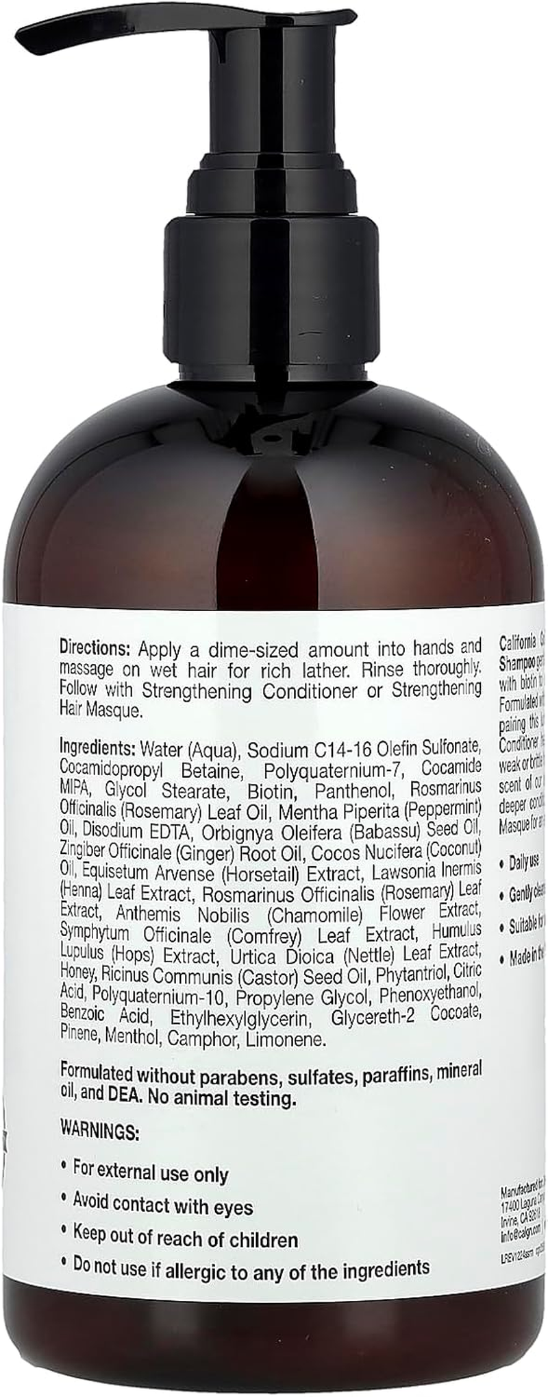 California Gold Nutrition Strengthening Shampoo, Biotin, Rosemary Mint, 12 Fl Oz (355 Ml) image number 2