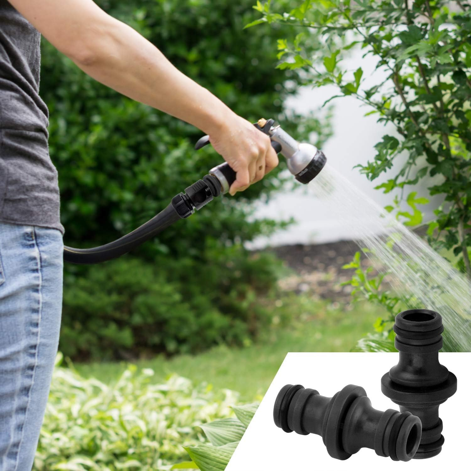 10 Pcs Double Male Connectors, Plastic Hose Connector 1/2 Inch Quick Connector Snap Fit Extender for Xtension for Garden Hoses Join Hose Pipe Tube Hose Coupling, Two Ways for Garden and Home Tap - White image number 4