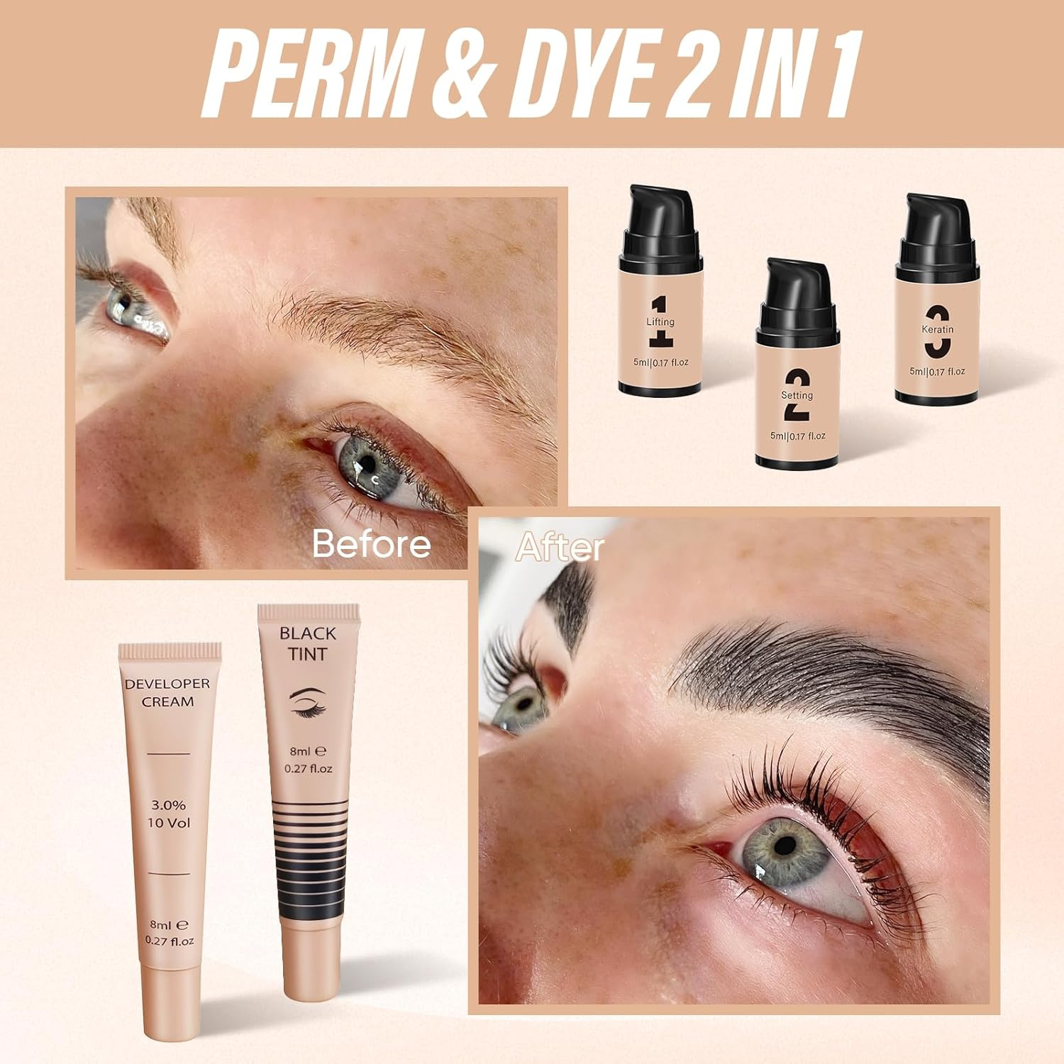 Libeauty Lash Lift Kit and Tint, Brow Lamination Kit Quick Curling Perming & Natural Black Coloring with Complete Tools DIY at Home and Popular with Salons image number 1