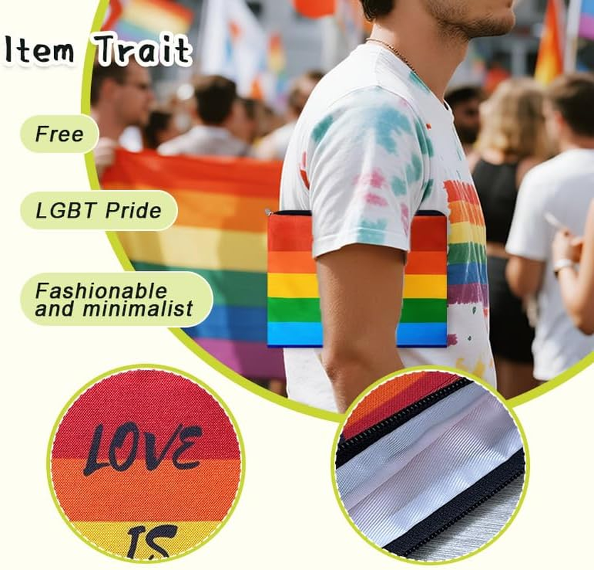 Rainbow Pride Makeup Bag for Women Men LGBQT Colorful Canvas Cosmetic Bag for Couple Friend Gay Anniversary Birthday Gifts for Boyfriend Girlfriend Sister Brother Colorful Pride Gift Bags image number 6