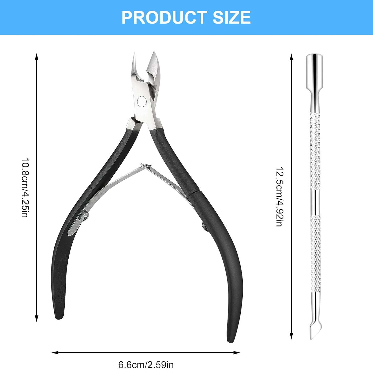 Precision Cuticle Nippers (4Mm) - Professional Half Jaw Cuticle Cutter Stainless Steel for Manicure and Pedicure Salon Quality Cuticle Remover (Black) image number 6