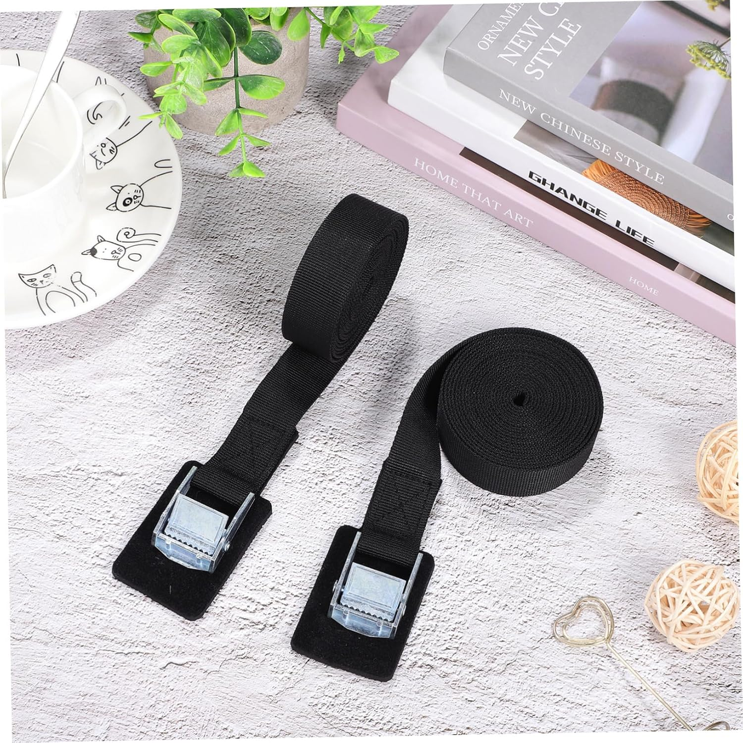 UKCOCO 6 Pcs Adjustable Packing Bands with Zinc Buckles Nylon Cargo Straps for Securing Luggage Bikes Furniture and Moving Items with Locking Safety Function image number 3