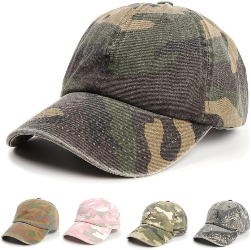 Washed Baseball Cap, Camouflage Hat, Unisex Baseball Cap, Outdoor Sun Protection, Adjustable, Sports Cap, Caps Hats, UV Protection, Sun Hat for Sports, Travel, Golf image number 3