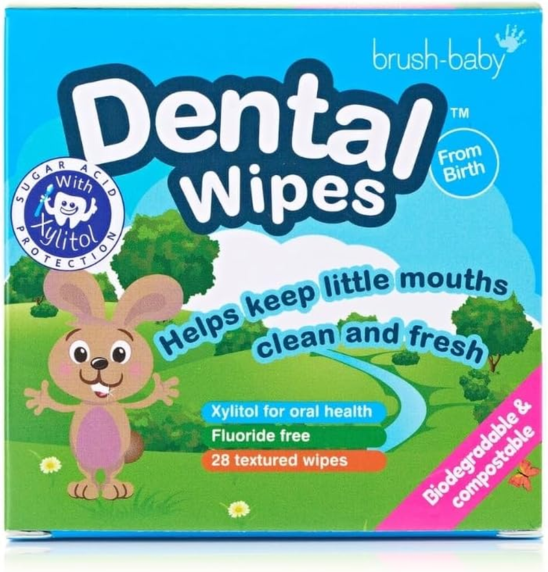 Brush-Baby Dentalwipes for Babies | Stage 1 Birth - First Teeth | Suitable from 0-16 Months | Soft Wipes to Gently Clean Your Baby&rsquo;S Mouth, Gums and Tongue | 1 Pack of 28 Individually Wrapped Wipes image number 3