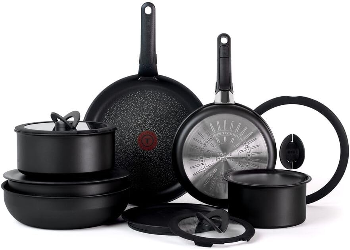 T-FAL Ingenio Nonstick 3 Piece Fry Pan Set Induction Stackable, Detachable Handle, Removable Handle, RV Cookware, Cookware, Pots and Pans, Oven, Broil, Dishwasher Safe Black image number 4
