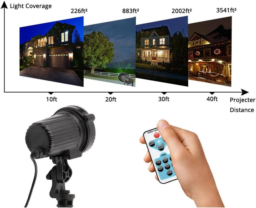 Christmas Laser Lights Outdoor, Laser Christmas Projector Lights Outdoor with Moving Red and Green, Decorative Laser Projector for Home, Outdoor, Christmas, Holiday image number 2