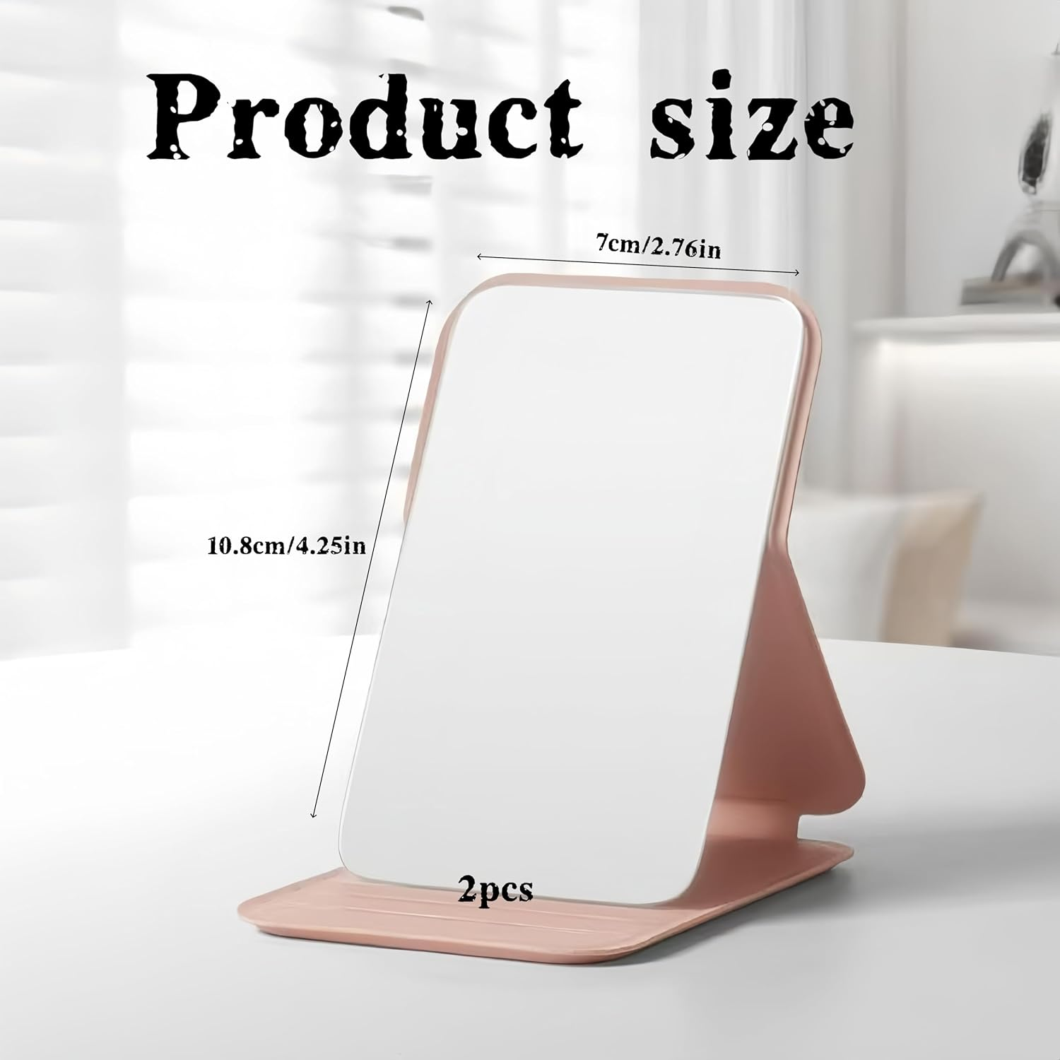 Zxjsisy 2-Piece Mini Portable Makeup Mirror with High-Definition Anti-Distortion Glass, Suitable for Students to Carry, Fold and Hold, Suitable for Travel and Dormitories image number 2