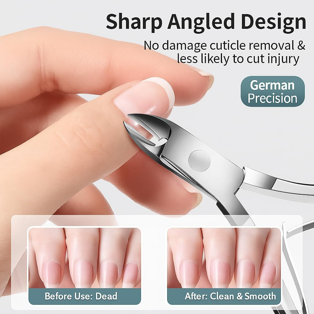 SYGELER Professional 3-In-1 Stainless Steel Cuticle Trimmer Set &ndash; Precision Cuticle Pusher & Nippers for Salon-Perfect Manicure/Pedicure &ndash; Hypoallergenic Nail Care Kit for Sensitive Skin image number 5