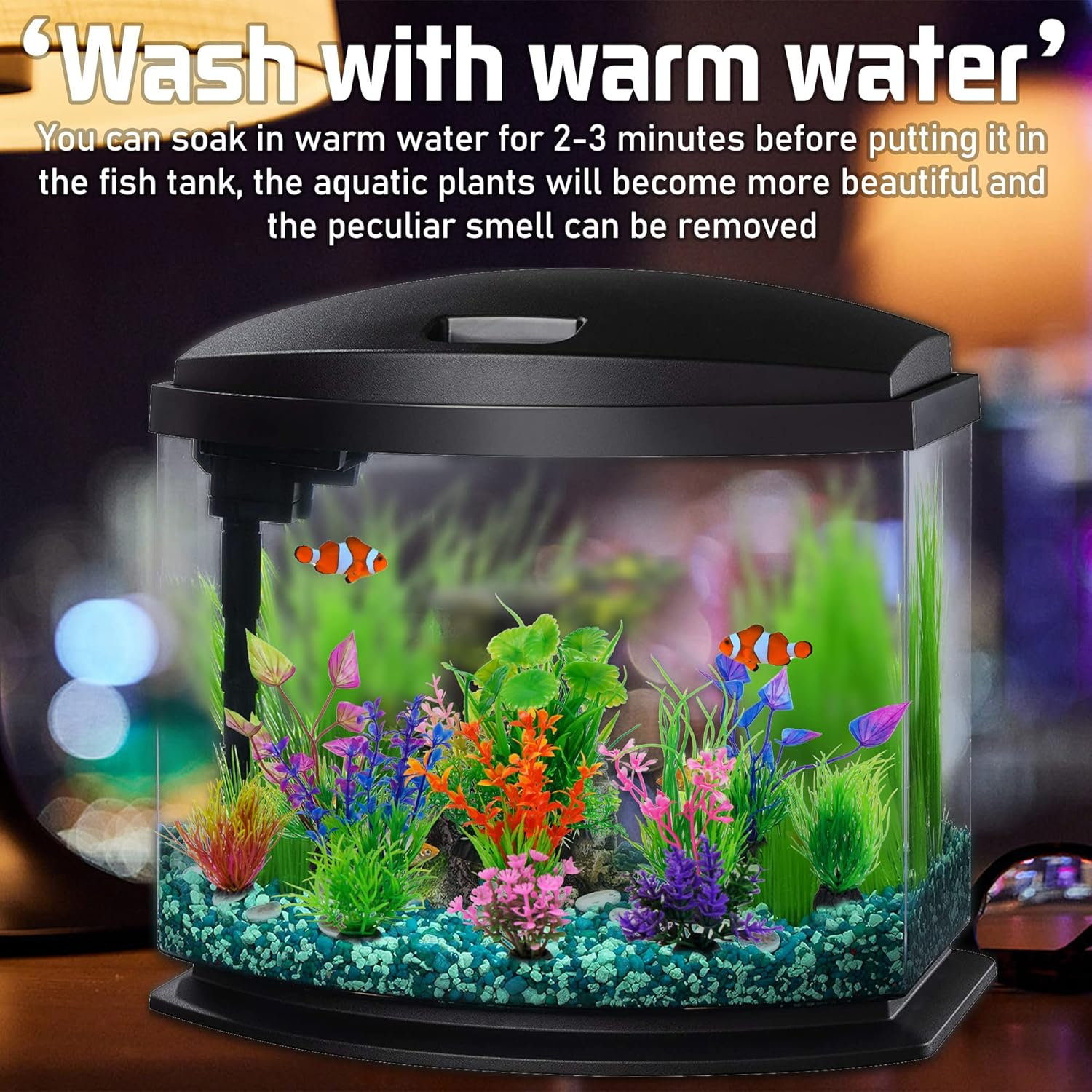 Ameliade Fish Tank Decorations Aquarium Artificial Plastic Grass Plants Decor Small Betta Goldfish Turtle Tank Accessories （11 Pieces） image number 1