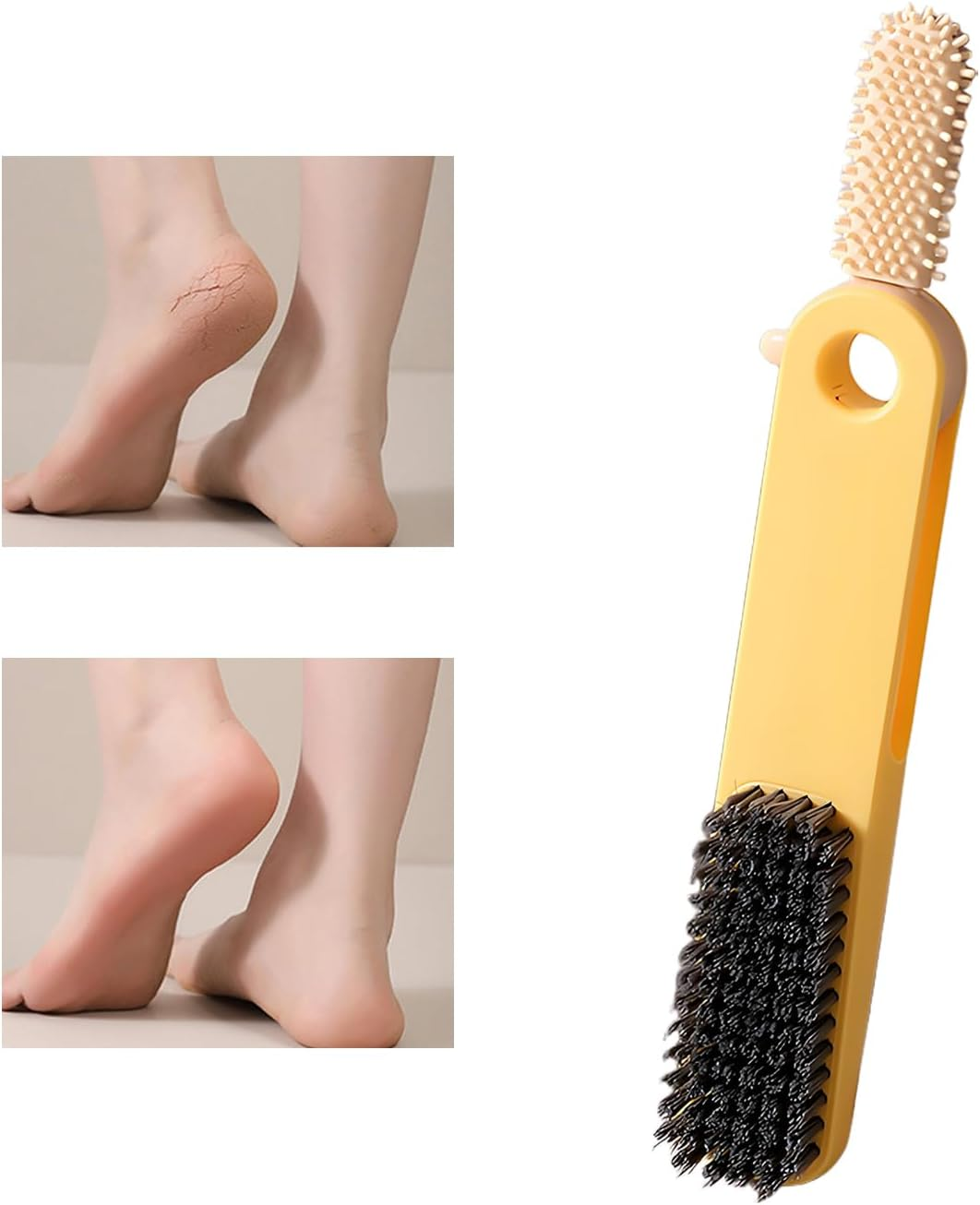 Foot File Callus Remover,Double-Sided Stainless Steel Brush 2 in 1,Cracked Heel File Corns Grater Brush | for Home Travel Shower Bathroom Spa Daily Grooming Nail Toes Adults Men Women Kids