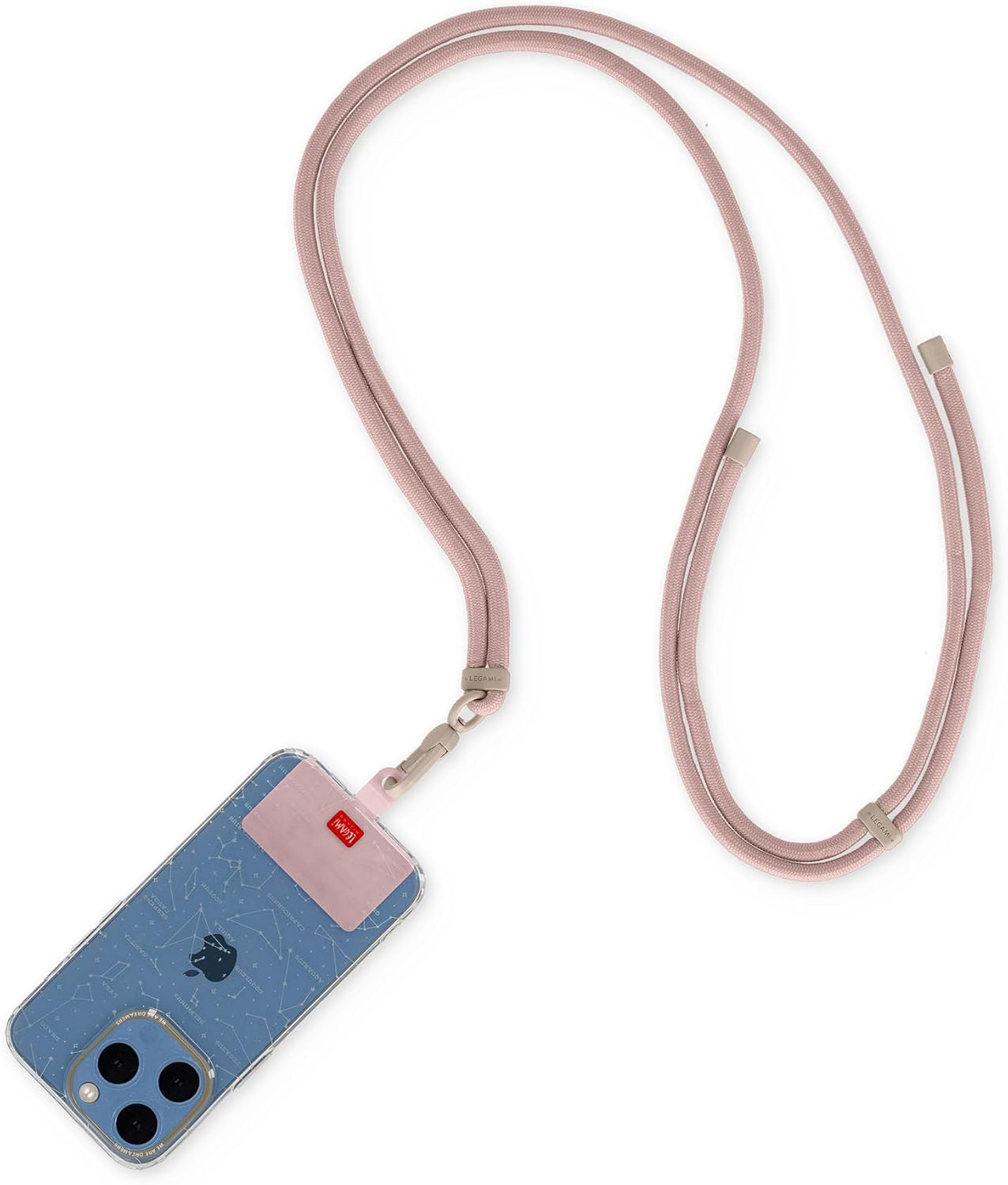 Legami Always Together Smartohone Laynard, 70 Cm Width, Rose Gold | Features Adjustable Neck Strap with a Secure Clasp | Includes a Durable Adhesive Sticker That Slides inside Your Phone Case image number 1
