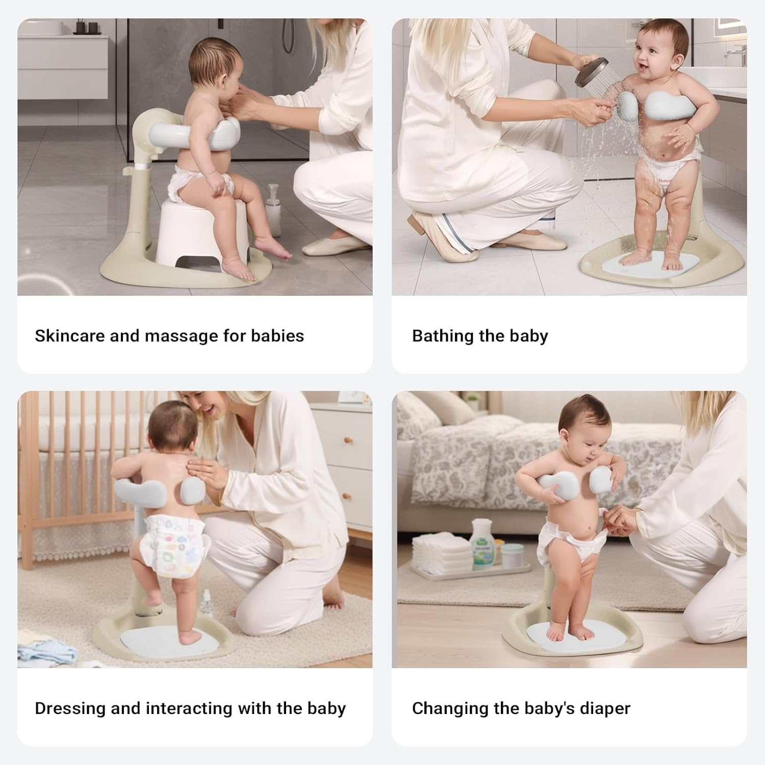 Adjustable Baby Bath Stand, Portable Foldable Shower Rack with Non-Slip Base, Stable & Convenient Design, No Assembly Needed (Yellow) - Grey image number 5