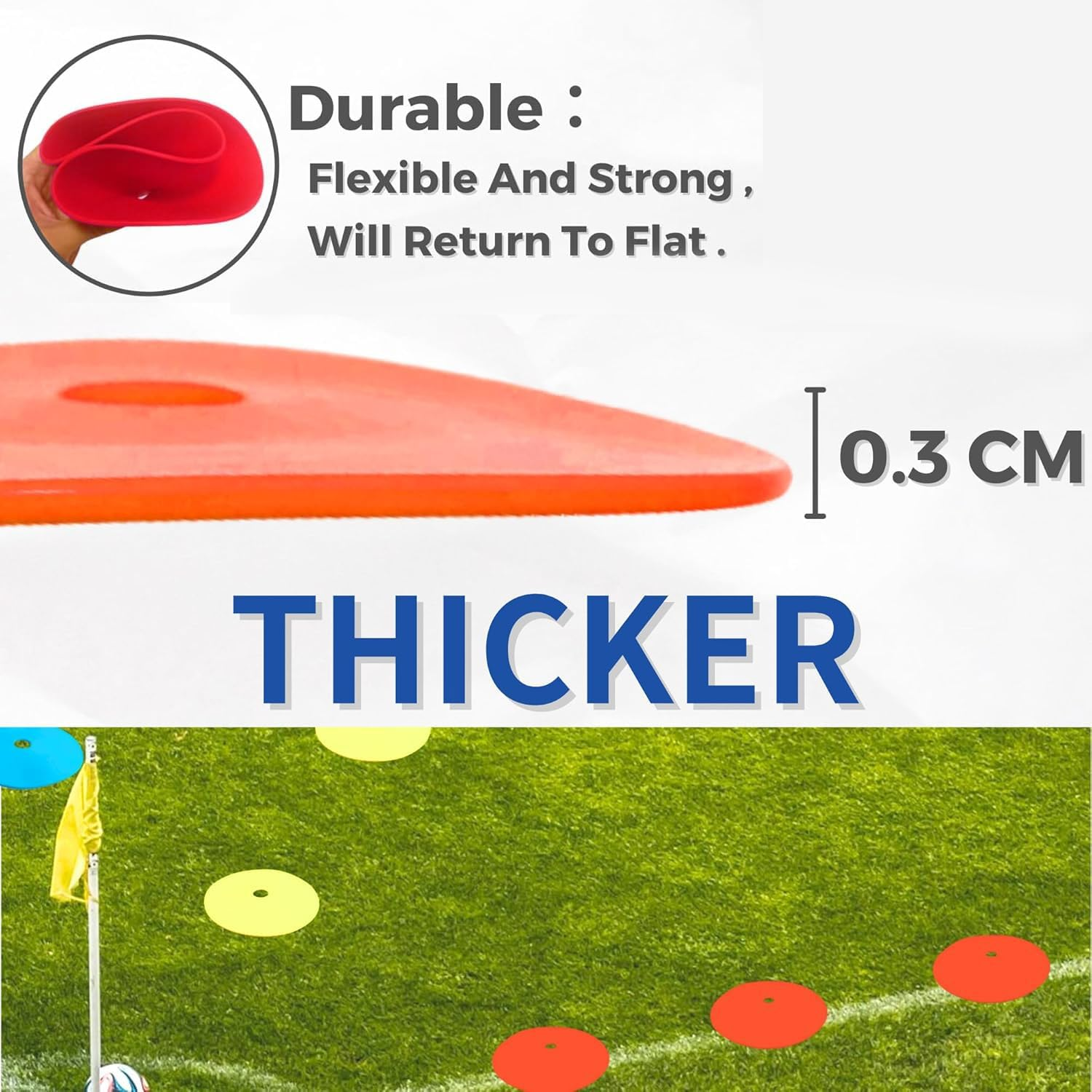 Mumoo Bear 10Pack Spot Markers Flat Disc Markers Poly Vinyl Spot Markers Non- Spots Markers Agility Markers Floor Dots Football Basketball Sports Speed Agility Training Markers for Sports Training image number 5