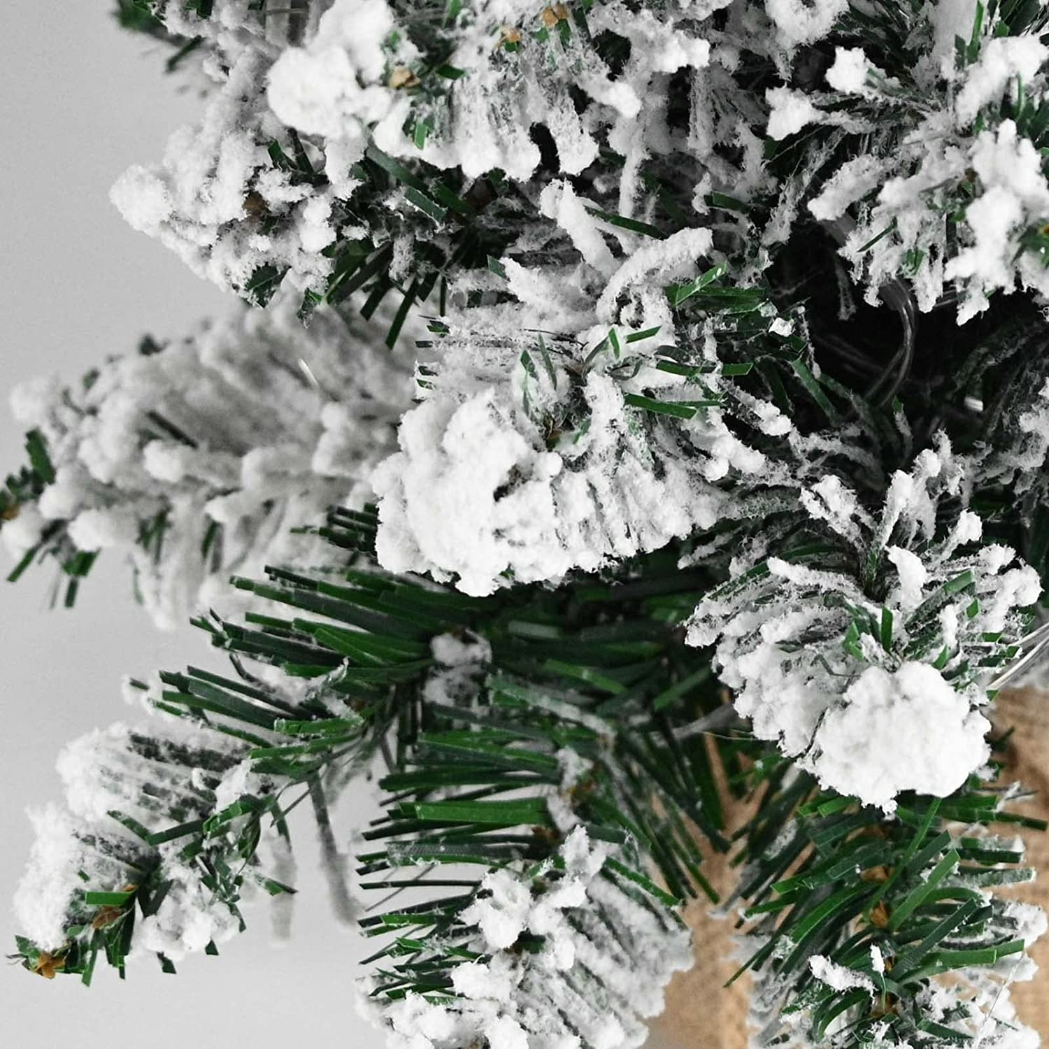 24 Inch 2FT Snowy Mini Christmas Tree, Small Tabletop Flocked Tree with LED Lights, Pine Cones, Balls, Star Tree Topper, Mini Gift Box and Cloth Bag Base, Xmas Decorations (Mini Christmas Tree) image number 1