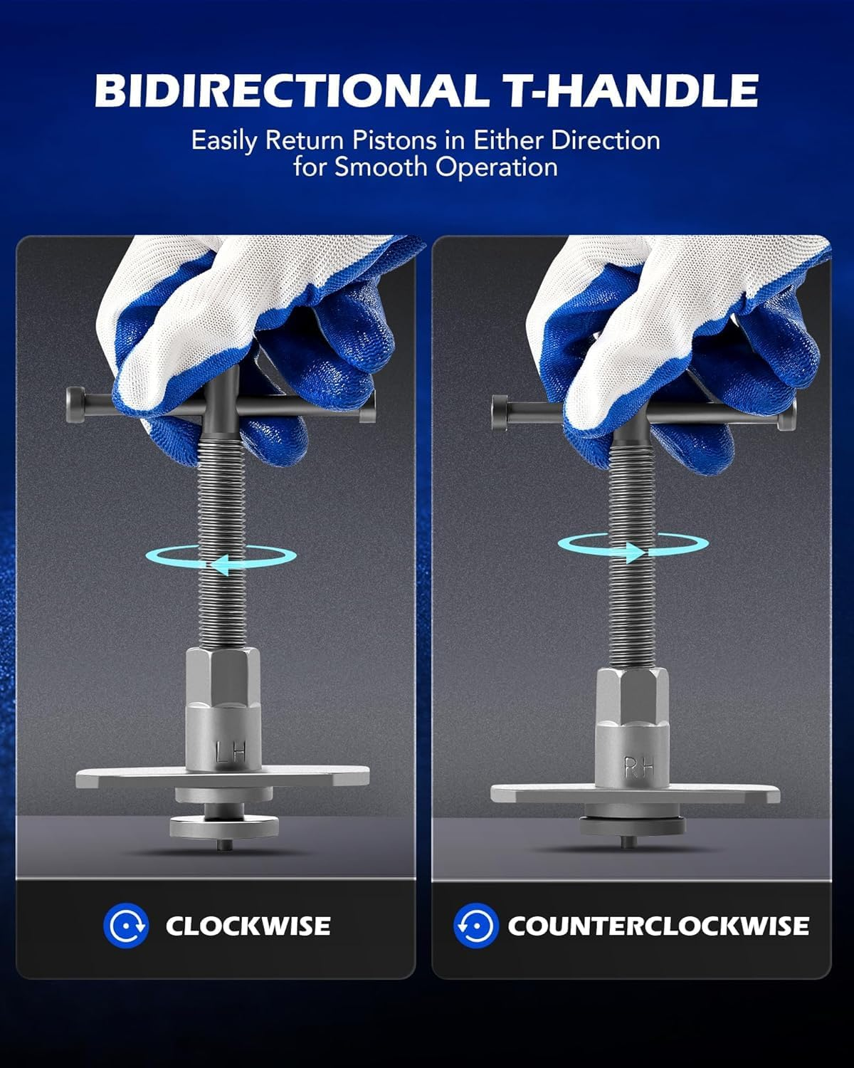 Huahong 22Pc Brake Caliper Tool Kit W/ 2 Hooks & Gloves - Disc Brake Piston Compressor Rewind Set for Brake Pad Replacement, Fits Most US/EU/JP Cars image number 3