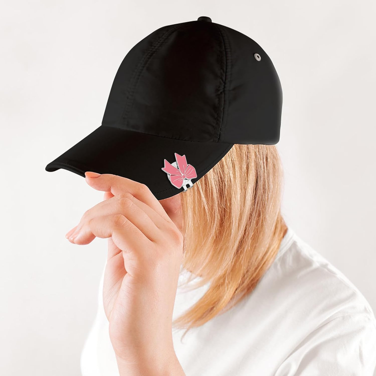 Golf Ball Marker Hat Clip, Pink Bow Shape Golf Hat Clip Strong Magnetic Golf Ball Marker Accessories for Men Women Golfer Gifts image number 3