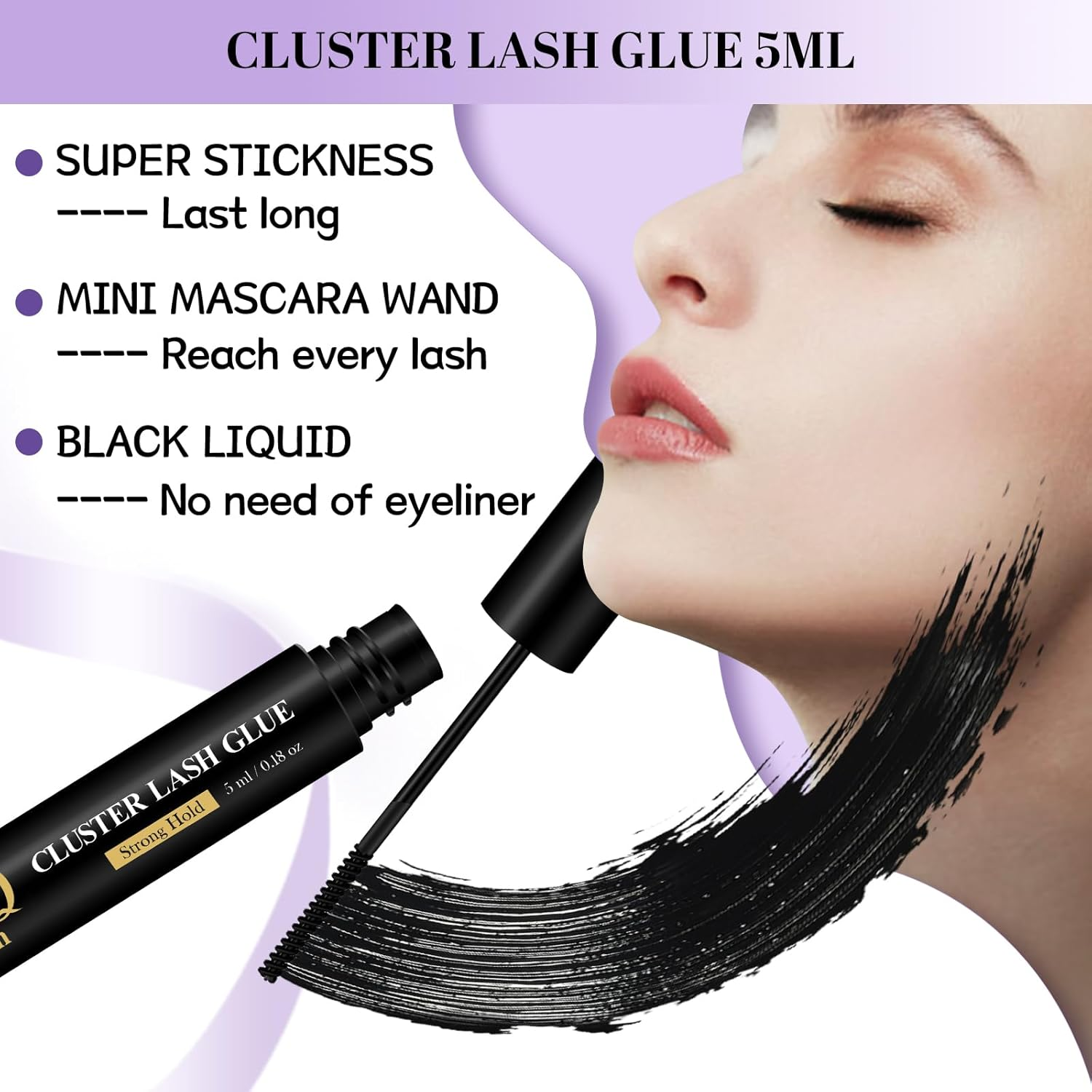 B&Q Lash Glue Bond and Seal and Remover Kit Waterproof 5ML*3PCS Eyelash Glue Lash Remover Black Strong Hold Effective 48H, Latex-Free, Beginner Friendly（3Pcs-Black） image number 6