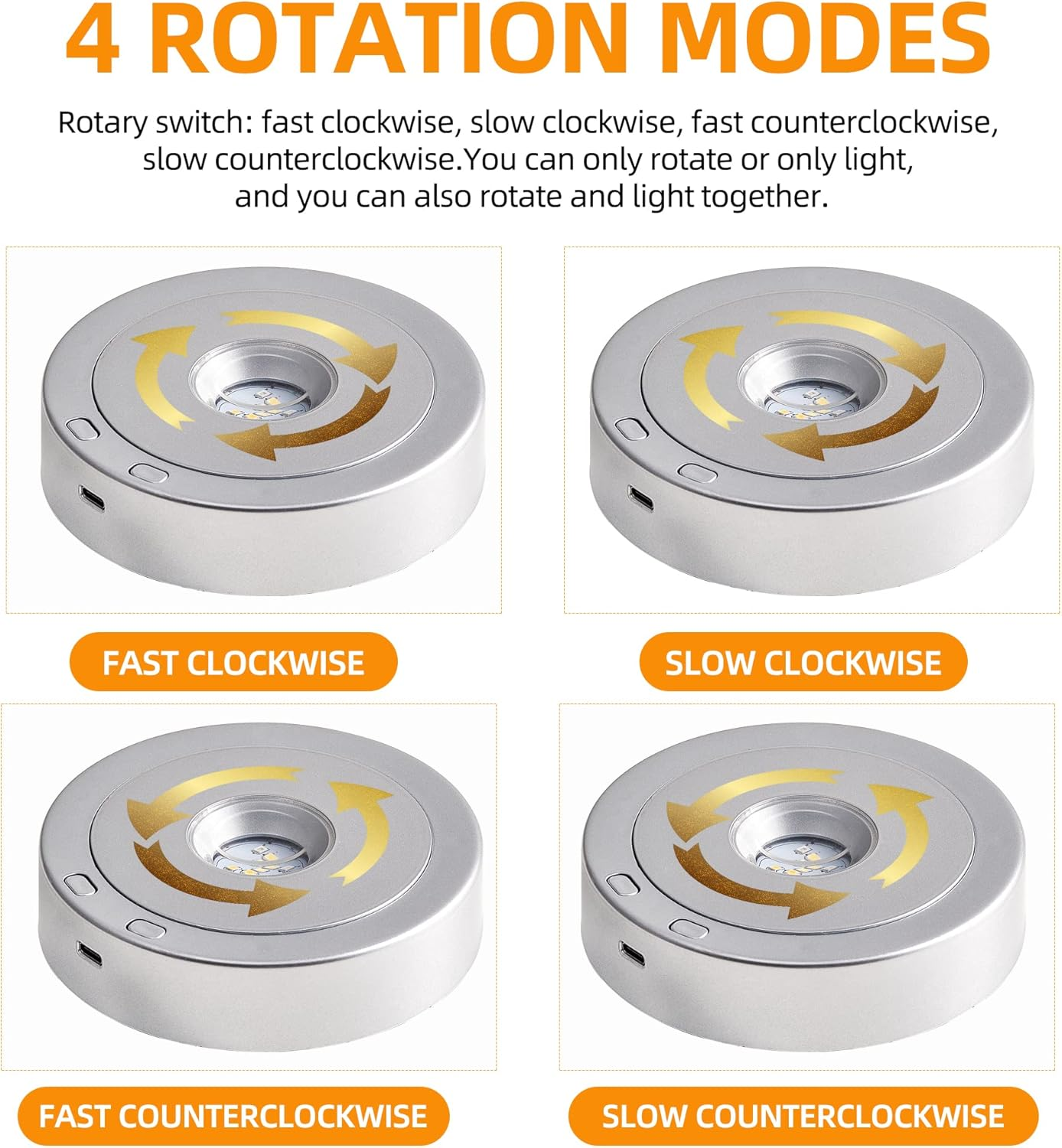 Rotating LED Display Base Colorful Light Crystal Display Base Stand,Suitable for Glass Crystal Spherical Artwork,Holiday Party Decoration. (Silver) - Silver image number 4