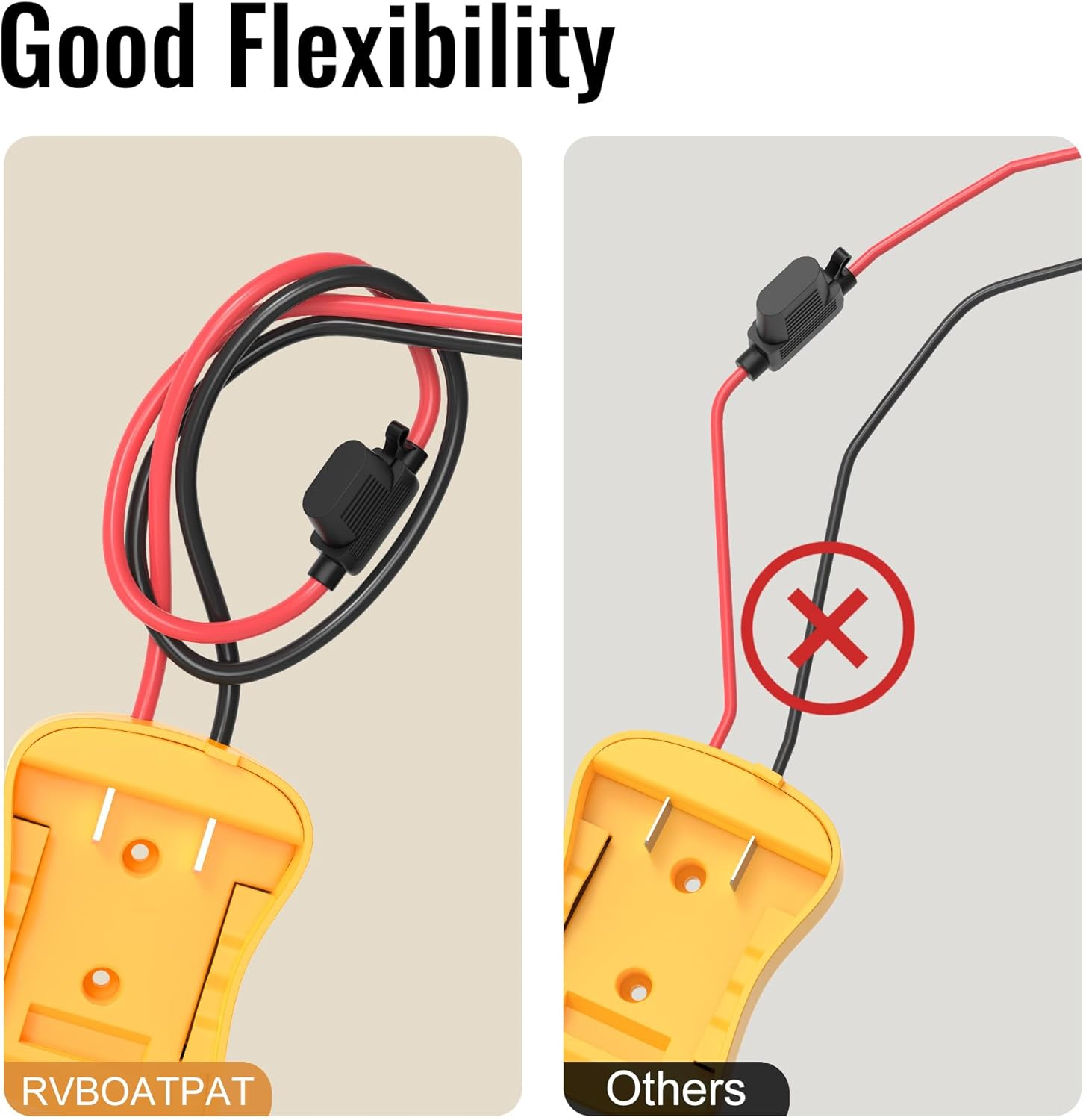 2PCS Battery Adapter Compatible with Dewalt 20V Power Wheel Adapter Battery Converter Kit 12 AWG Wire with Fuses and Connectors for Robotic RC Car Toy