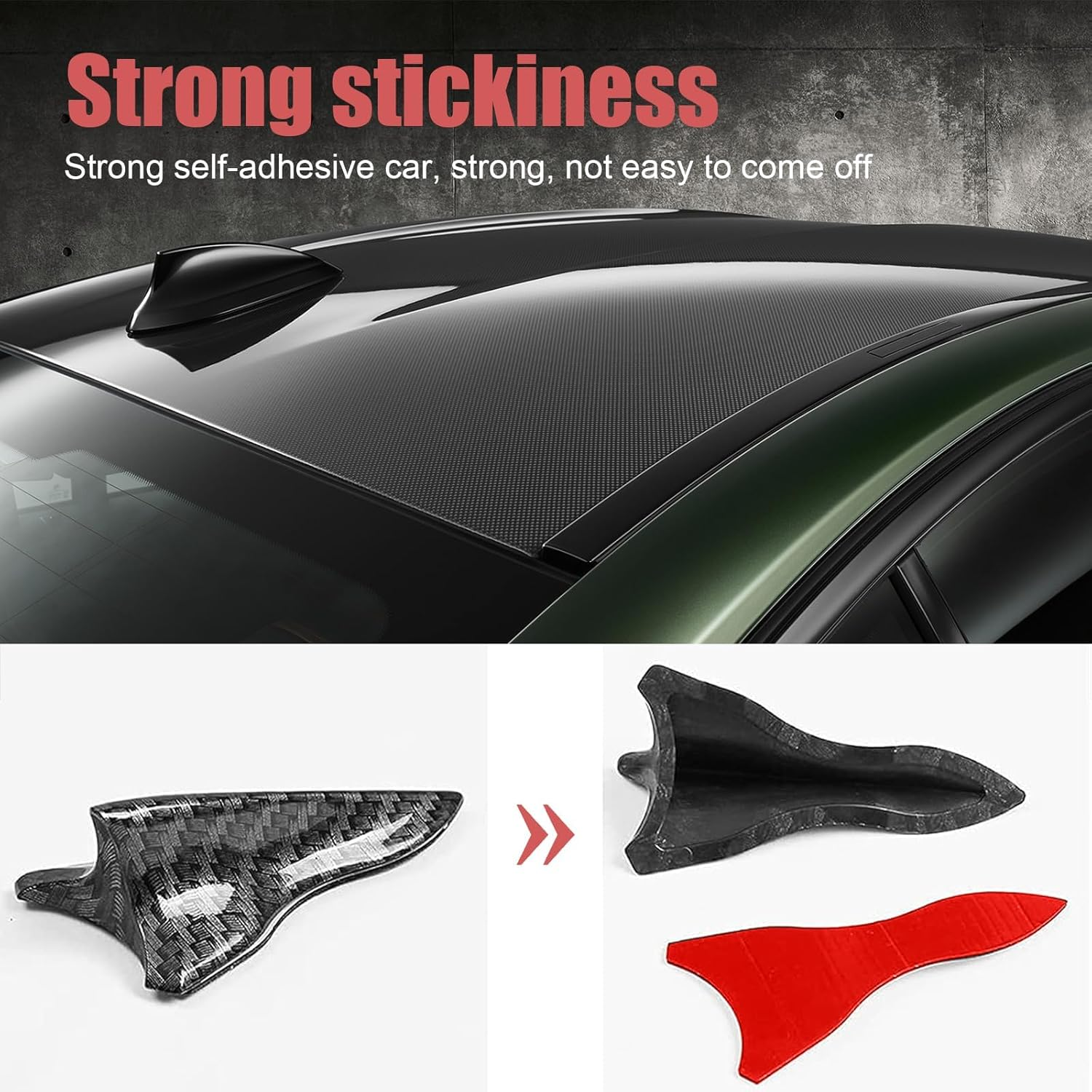10 PCS Car Shark Fin Diffuser, Universal Roof Diffuser Spoiler, Car Shark Fin Antenna Kit with Selfadhesive Tapes, Vehicle Exterior Decor Accessories Stickers for Most Cars (Carbon Fiber) image number 4