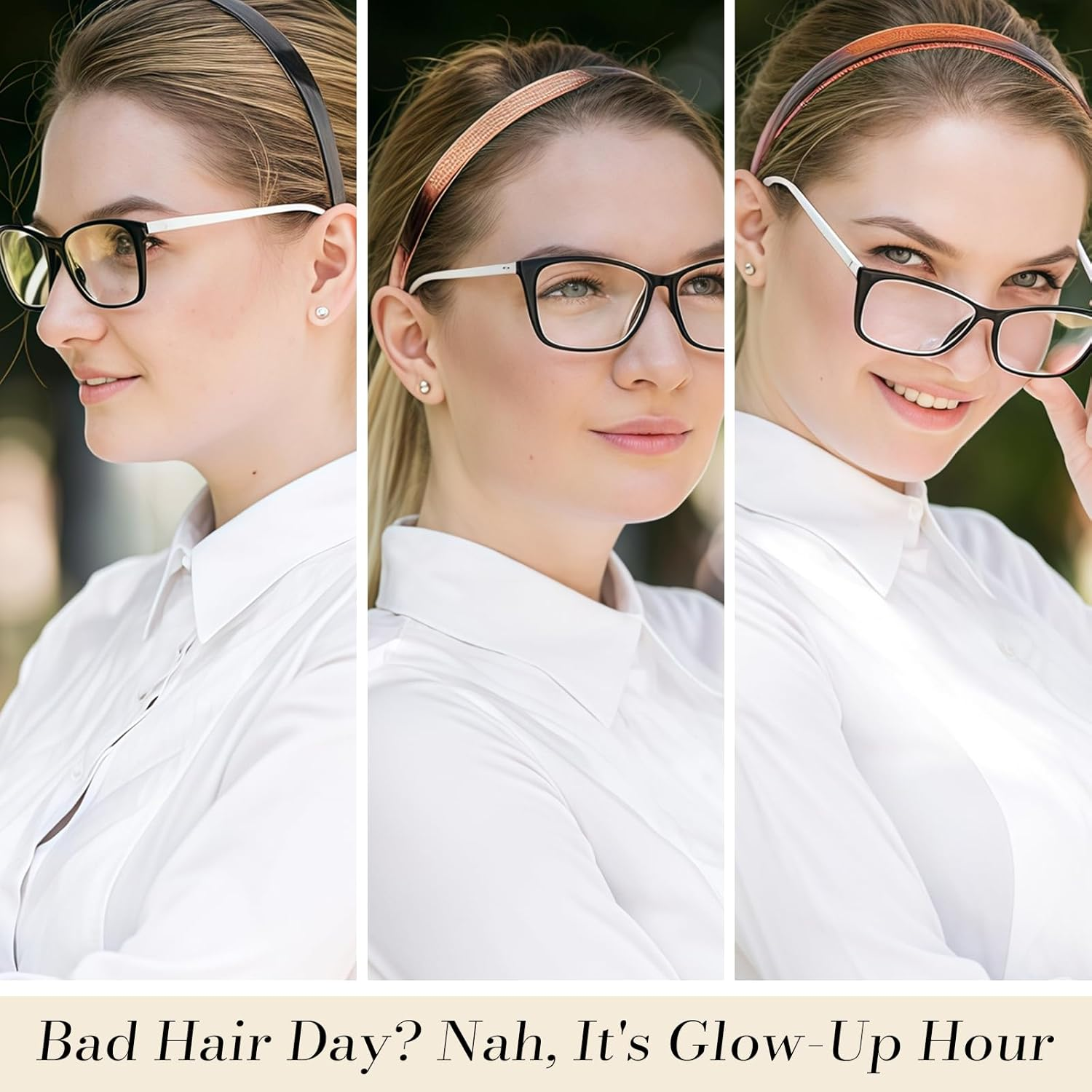 Flexible Hair Bands for Glasses Wearers, Thin Plastic Hair Headband Combs with Teeth, Pressure-Free Non-Slip Comfortable Hair Bands for Women, Pack of 4 image number 4