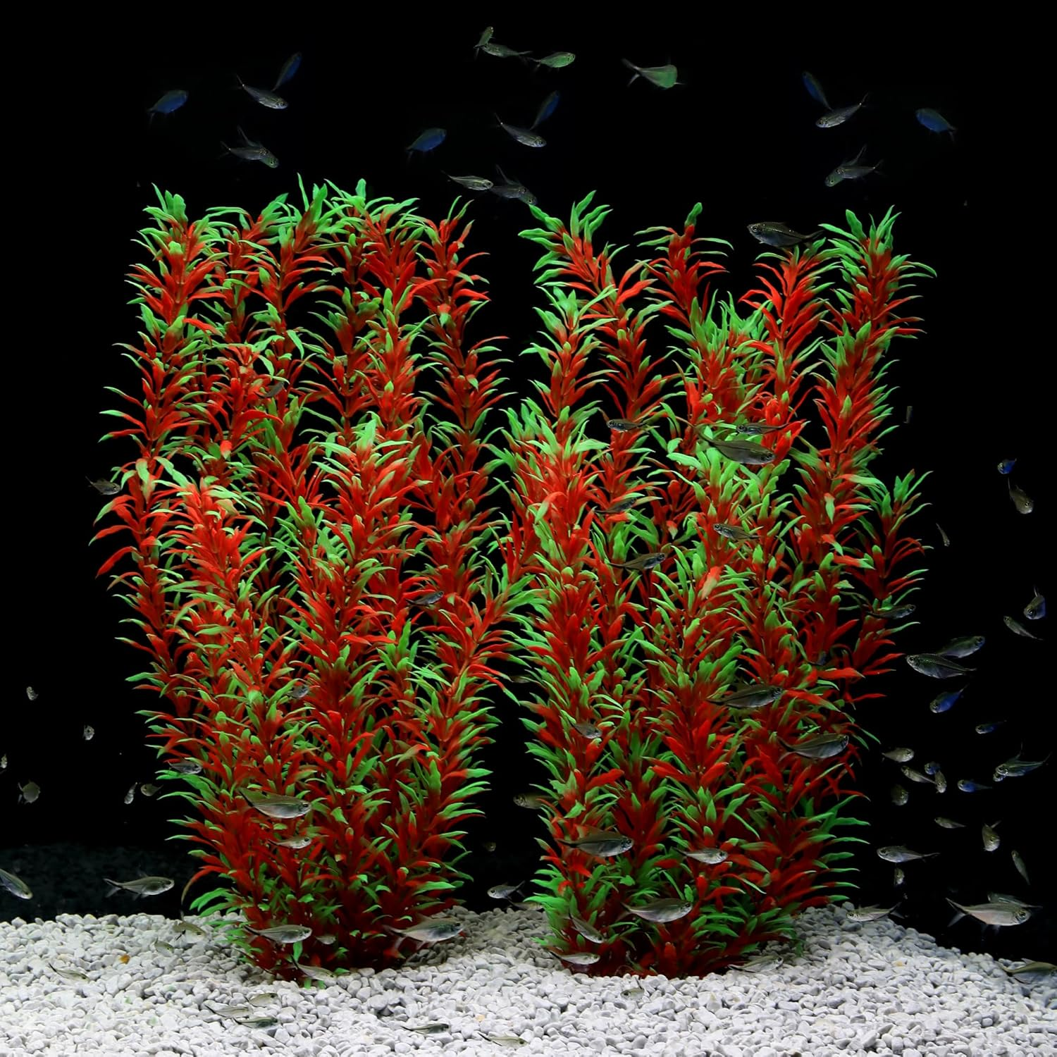 JIHAQUA Aquarium Decor Plastic Plants Extra Large 21 Inches Artificial Fish Tank Plants Tall Fish Tank Decorations (Green 2Pcs)