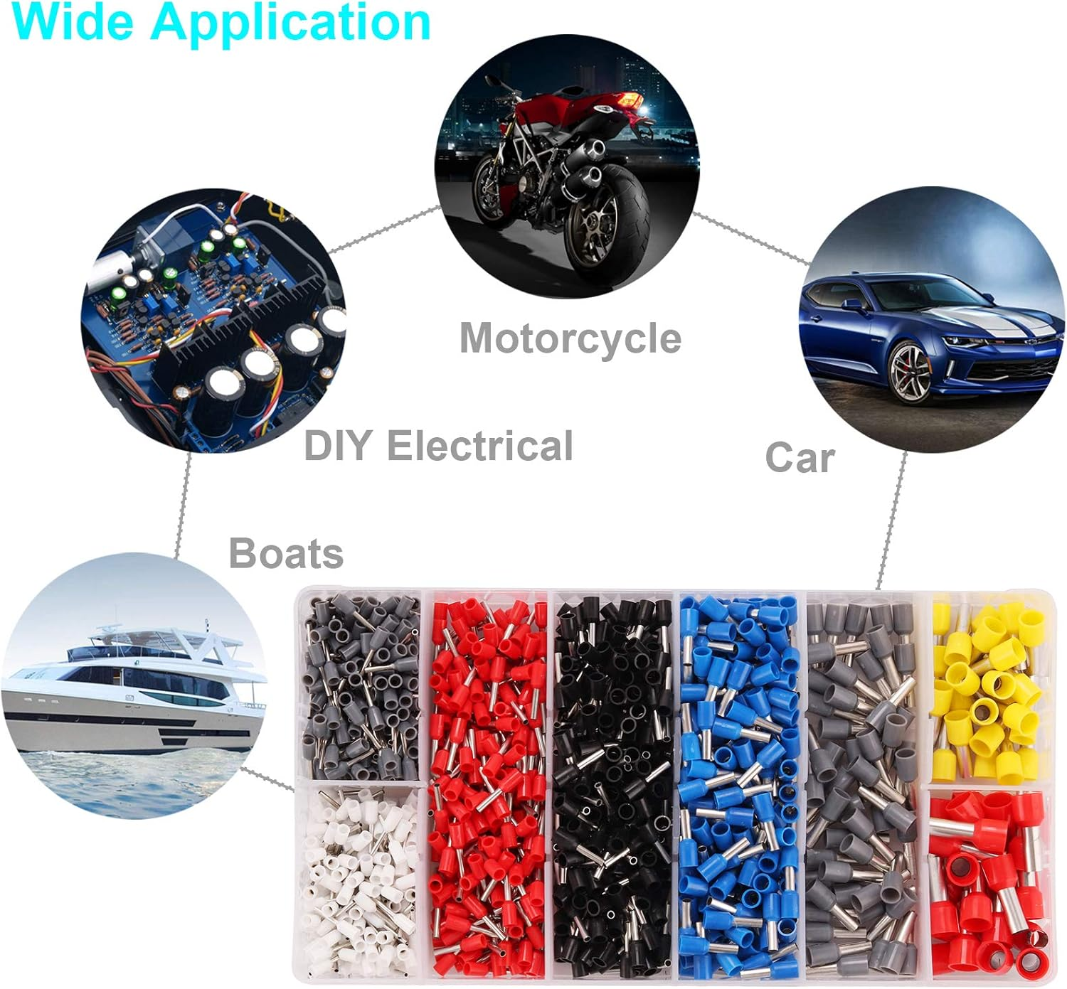 Kinstecks Crimper Plier Set 0.25-10Mm2/Awg23-10 Self-Adjustable Ratchet Wire Crimping Tool with 1200PCS Wire Ferrules Kit 22-10AWG 8 Sizes for DIY Electrical Motorcycle Vehicle Boat image number 4