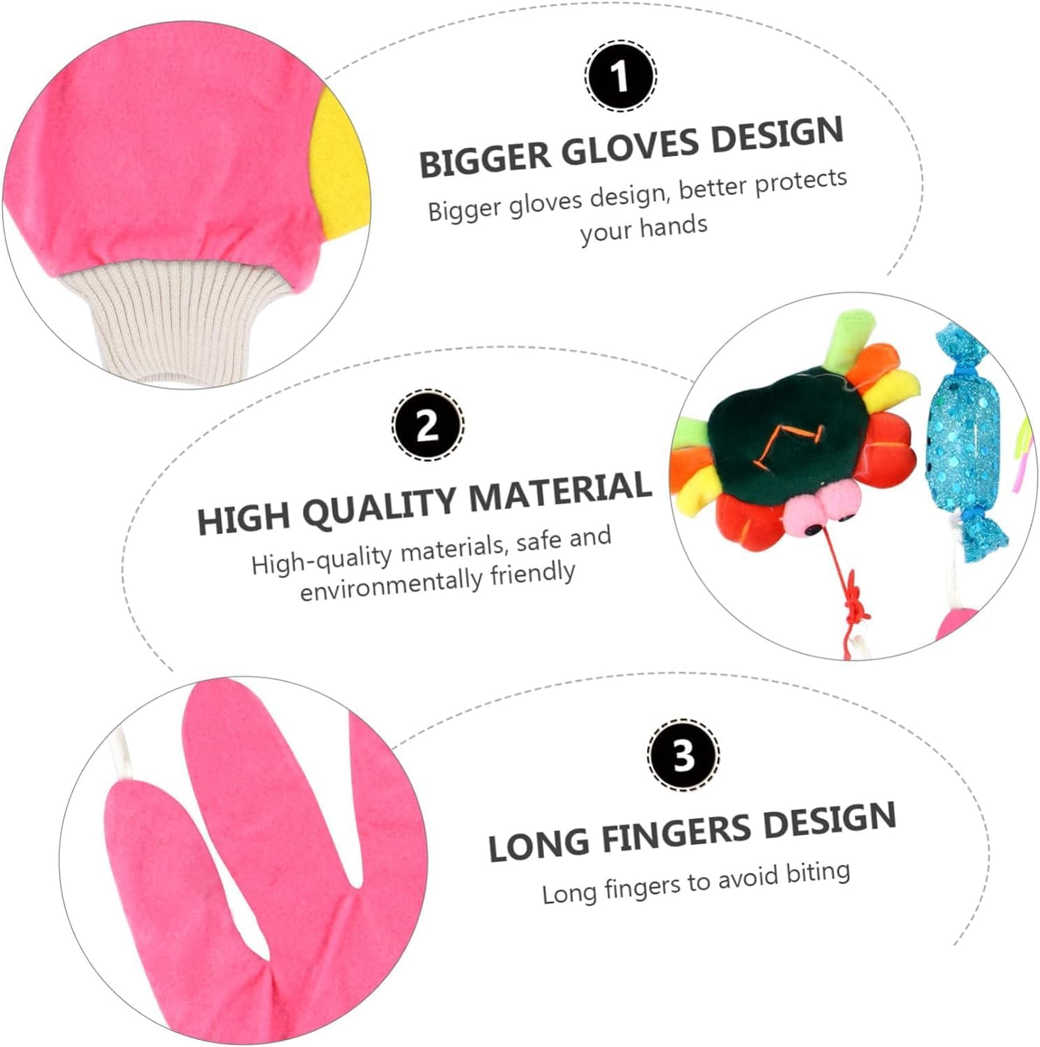 Toys 3 Pcs Funny Cat Gloves Small Cat Catnip Kitten for Indoor Cats Cat Teaser Glove Kitten Teaser Ball Pet Kittens Teaser Non-Woven Fabric Pet Teaser Gloves Cat Toys image number 6