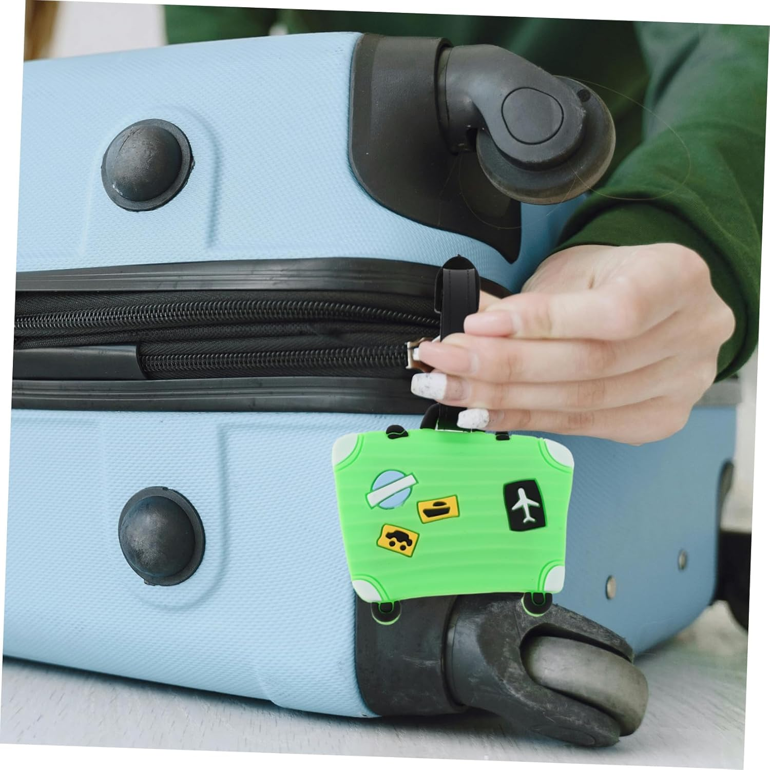 COSMEVIVI 4Pcs Silicone Cartoon Luggage Tag PVC Soft Travel Tags for Suitcase Cute Airplane Baggage Name Card Holder for Flights and Identification image number 2