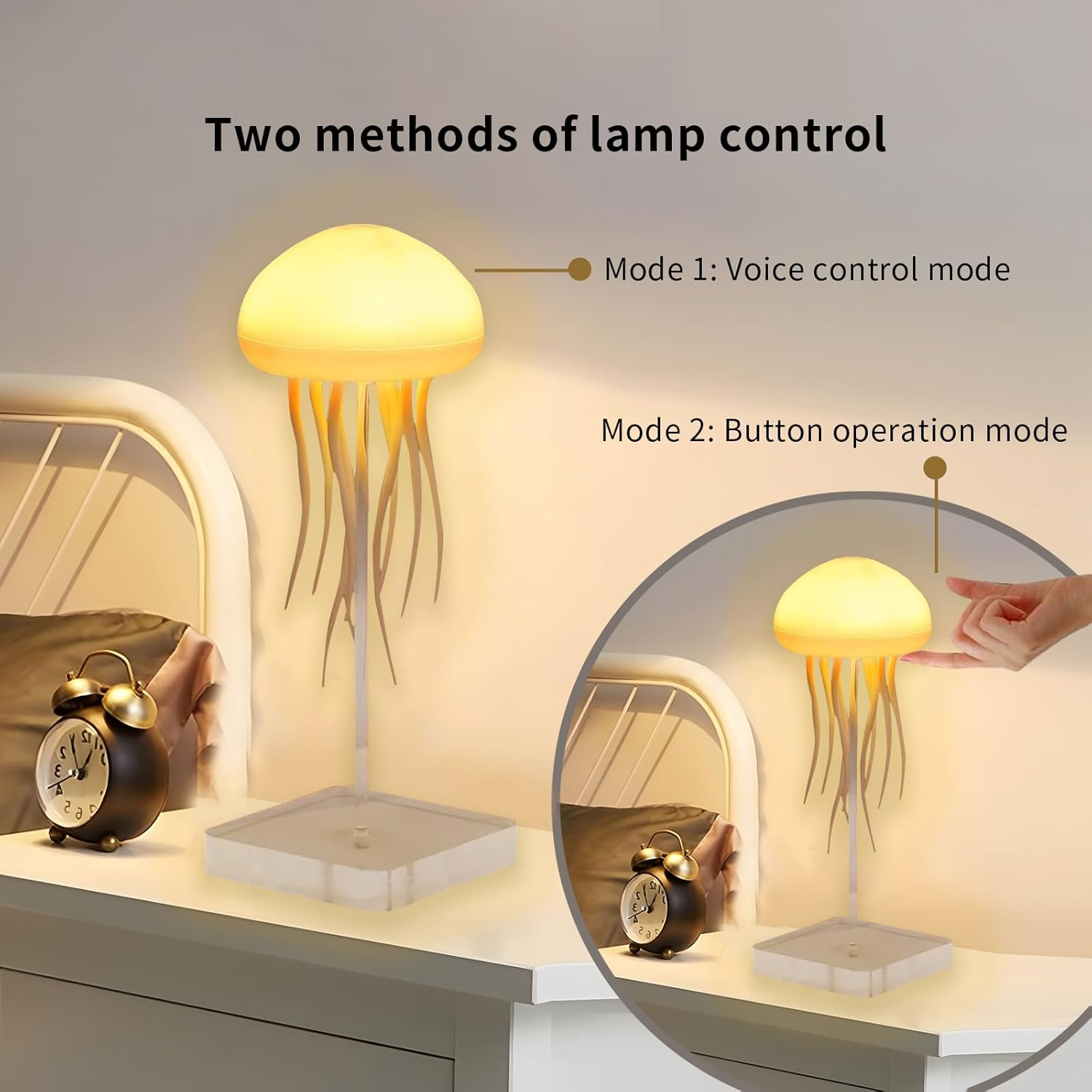 Jellyfish Lamp, LED Jellyfish Night Light with Dancing Legs, Rechargeable RGB Gradient Jellyfish Table Lamp with Voice Control Touch Sensor (Base Type) image number 2