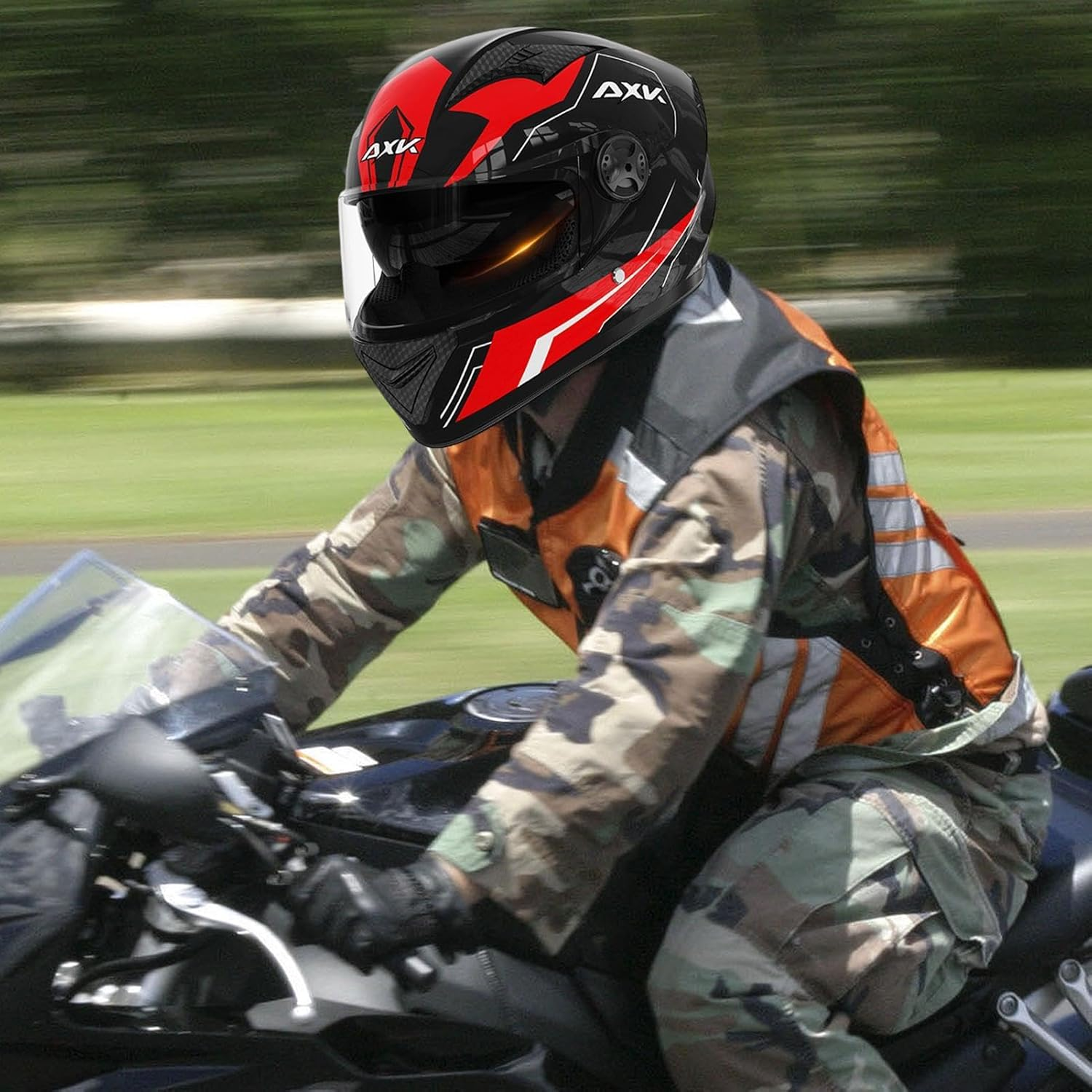 Full Face Motorcycle Helmet, Duals Visor Motorcycle Helmet, Unisex Full Face Street Motorbike Protective Crash Lid for Sport Touring and Road Bike Riding, Mountain Bikes Headwear for Adults