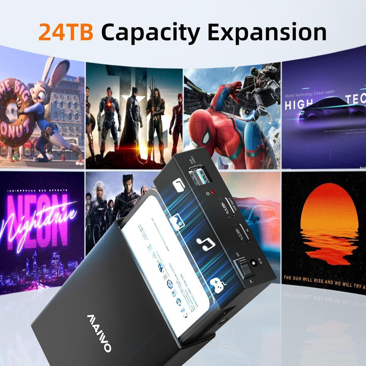 MAIWO External Hard Drive Enclosure(6Gbps) with Hub Expander for 3.5 2.5 Inch SATA SSD HDD USB C to SATA III with UASP, 1 Port USB C Hub/2 Port USB a 10Gbps Hub,Compatible with Seagate Samsung Xbox