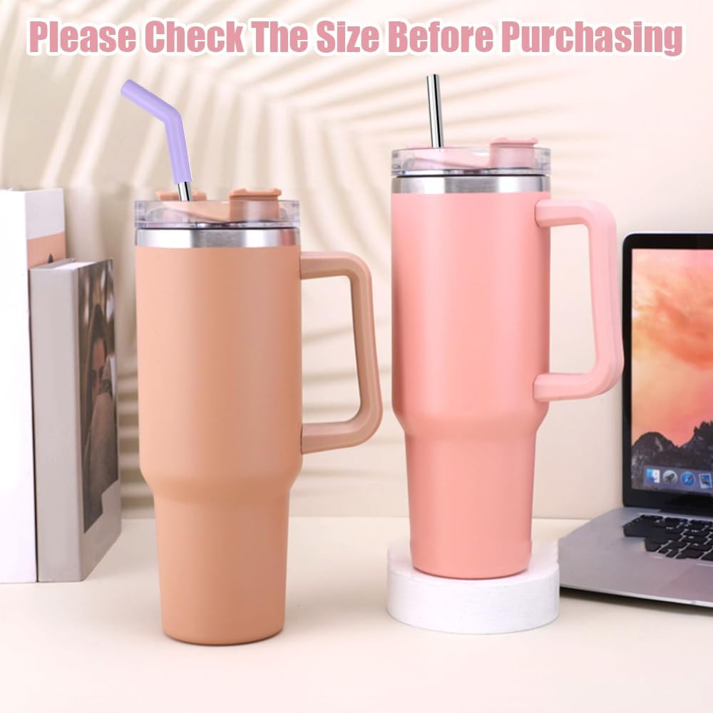 Stainless Steel Straws, Reusable, 6 Pieces Stainless Steel Straws with Silicone Tips, 30 Cm Metal Straw for Stanley Cup, Metal Straw with Cleaning Brushes for Cocktail, Smoothie and Juices, Straight image number 2