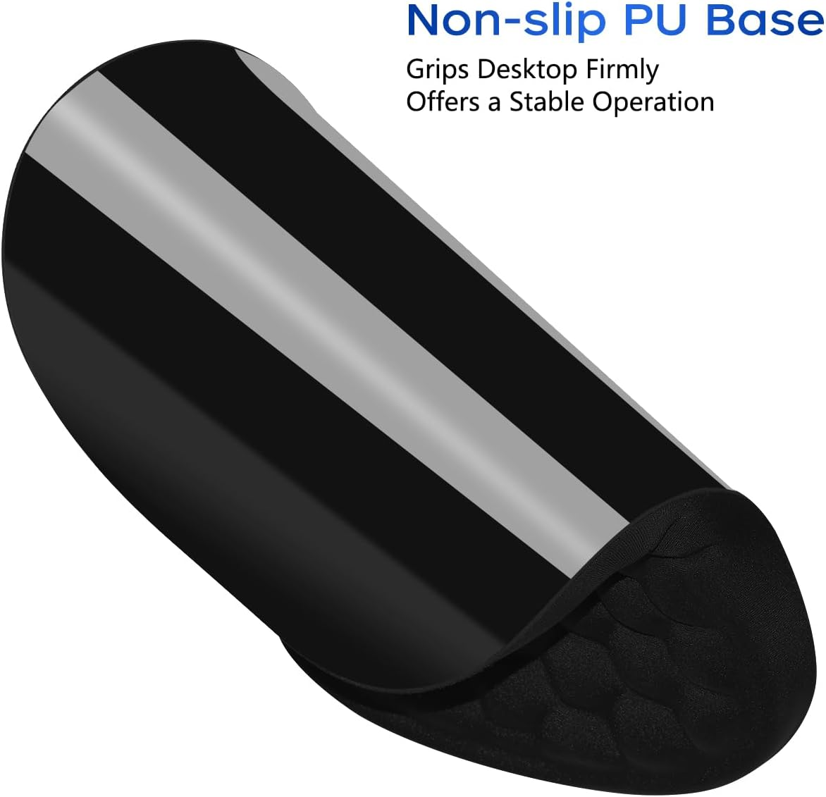 JIKIOU Ergonomic Mouse Pad Wrist Support with Massage Design, Memory Foam Wrist Rest Pain Relief Mousepad with Non-Slip PU Base, Mouse Pads for Wireless Mouse Black 12X8 Inch image number 6