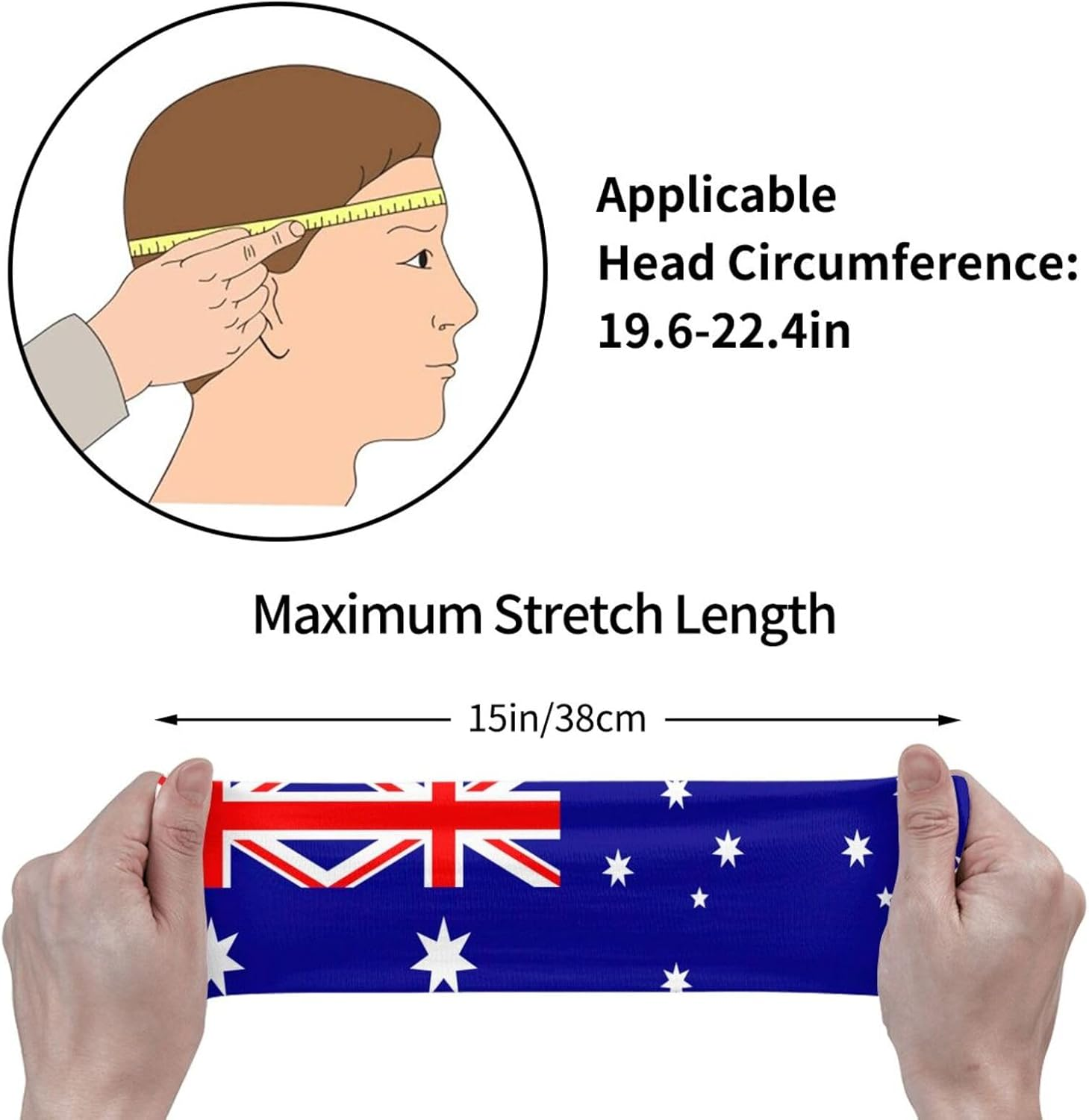 Australian Flag Sports Headband&Hairbands Sweatband for Running,Workout,Basketball,Yoga Unisex Wide Headband image number 2