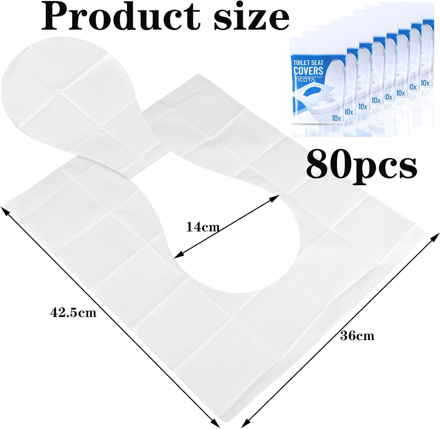 Disposable Toilet Seat Cover, Flushable, 8 Packs Set of Total 60 Sheets, Portable Toilet Seat Covers for Adults - Travel Accessories for Public Restrooms, Airplane, Camping image number 2