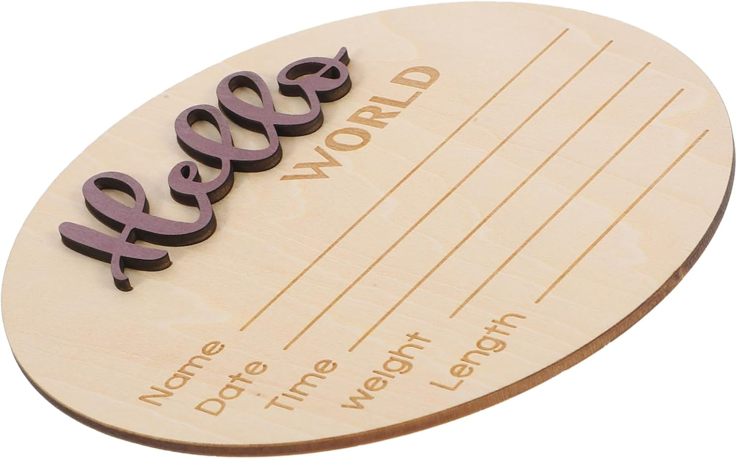 GARVALON Birth Announcement Sign Newborn Name Photography Accessory Wooden round Board Easy to Use image number 2
