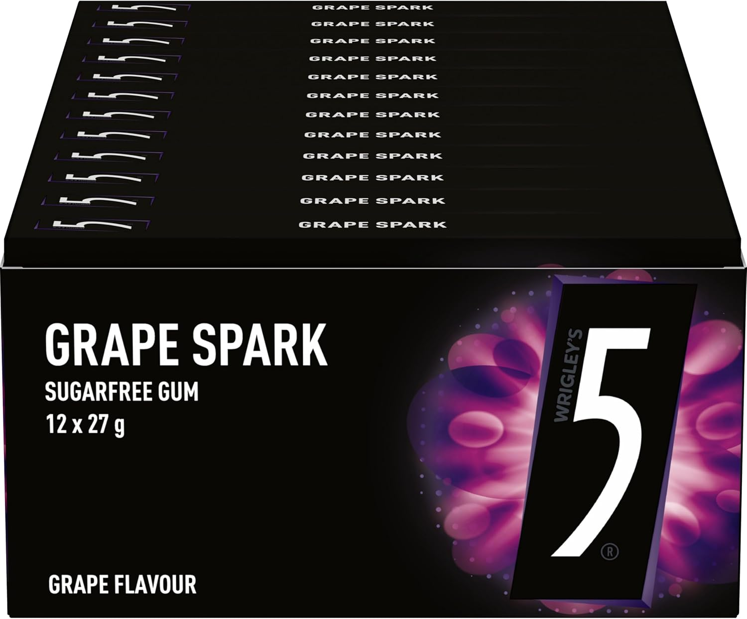 5 Gum Grape Spark Sugarfree Chewing Gum 14 Piece 27G (24 Pack) image number 4