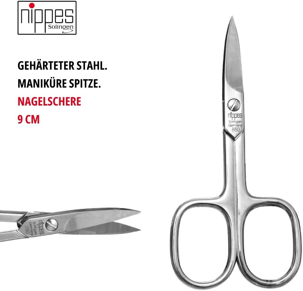 Nippes Solingen Solingen Professional Nail Scissors | Hardened Steel Scissors | 9 Cm | Manicure Tip and Claw | Complement to Any Pedicure and Manicure Set | Quality image number 2