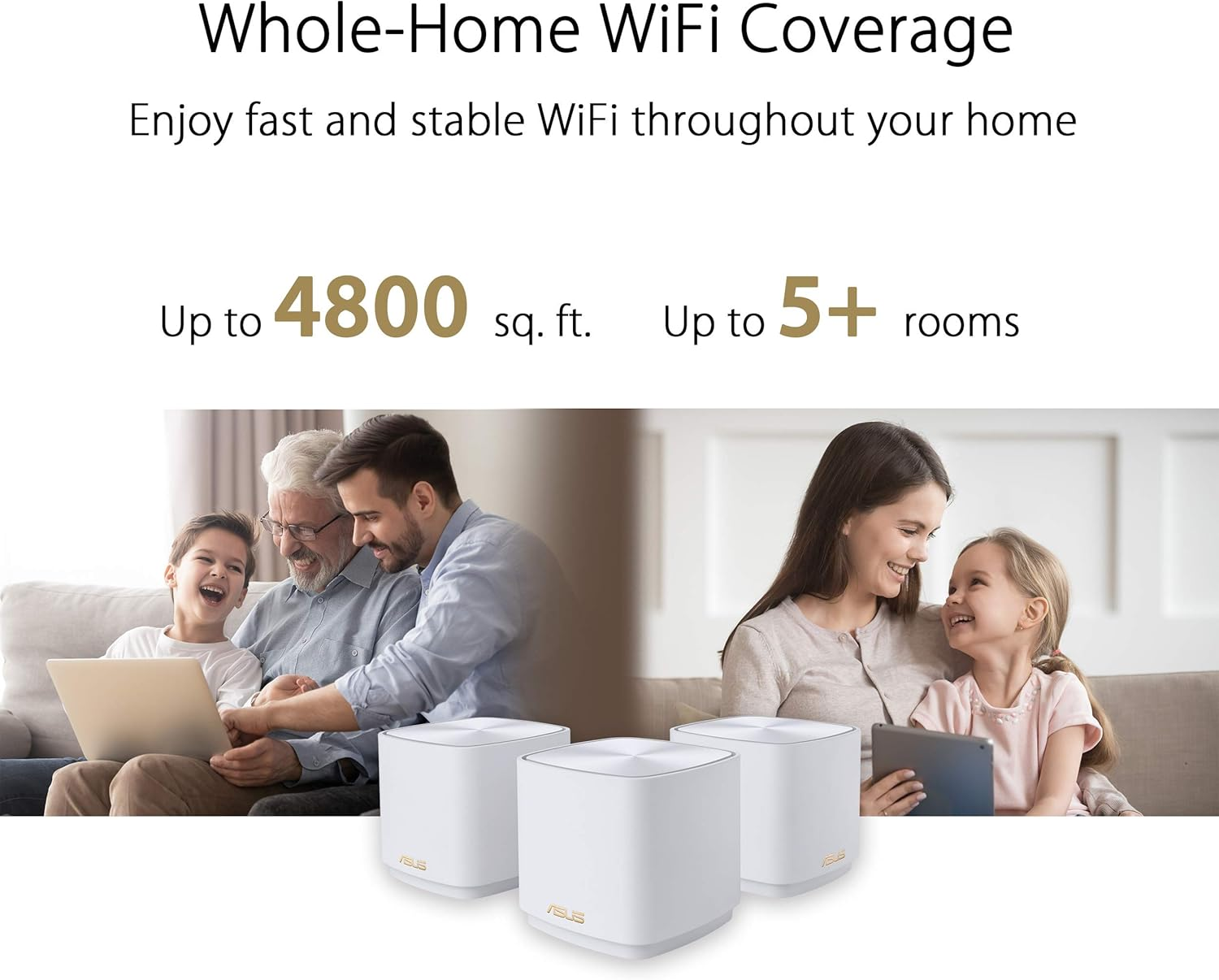 ASUS Zenwifi XD4 plus Set of 2 AX1800 Whole-Home Mesh Wifi 6 System (Up to 306 M&sup2; Cover, Aimesh, Aiprotection, Wall Mounting, App Control) White image number 2