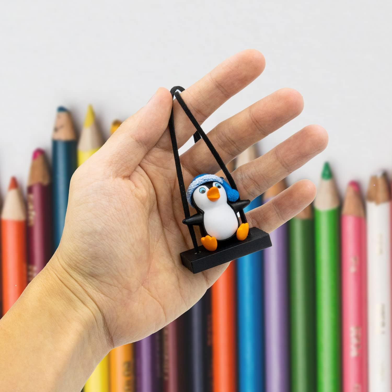 Cute Swinging Penguin Car Pendant Decoration - Mirror Hanging Decor image number 1