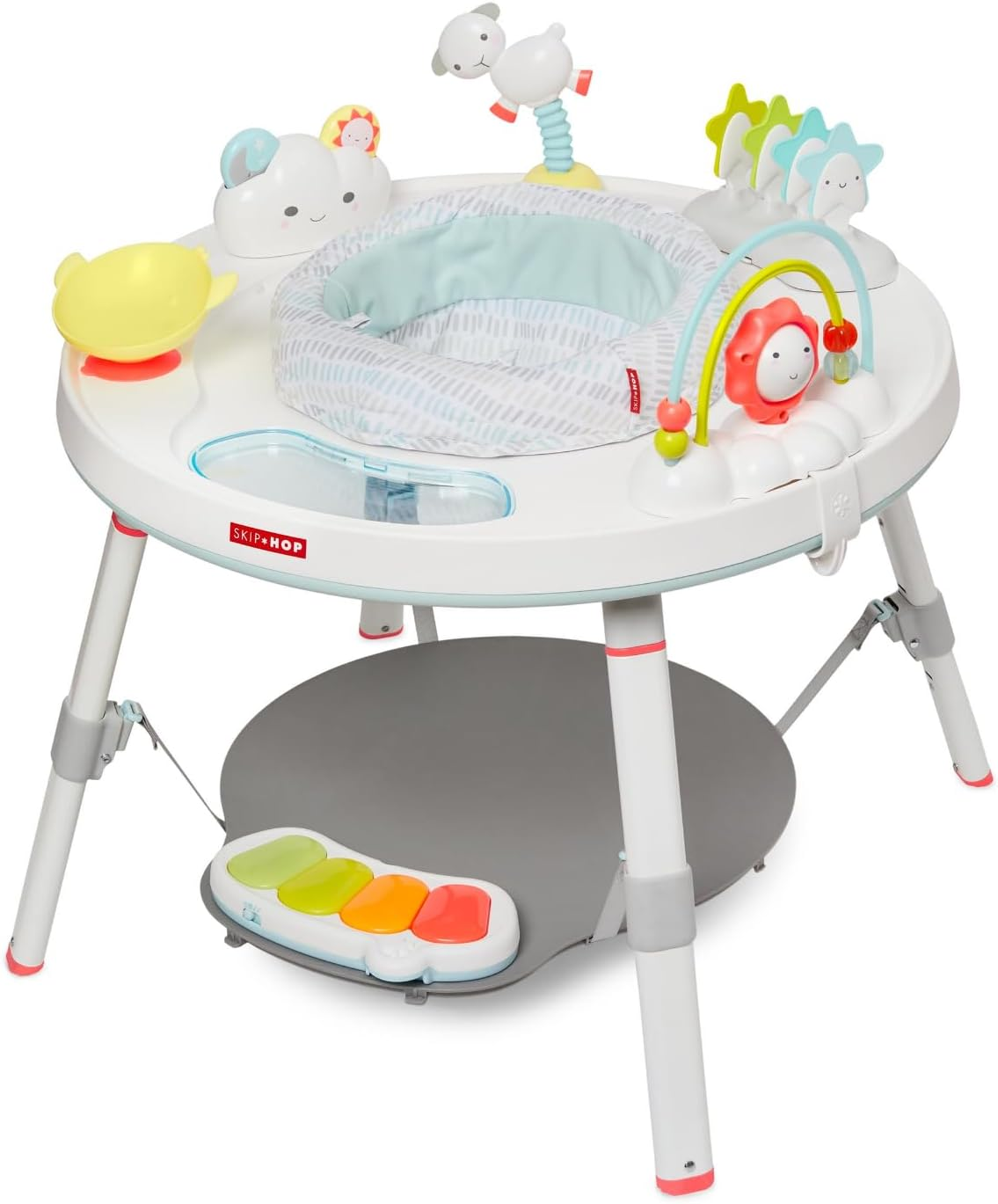 Skip Hop Silver Lining Cloud 3-In-1 Baby Activity Centre & Toddler Table - Interactive Play Centre with Light-Up Piano, 360&deg; Rotating Seat & Clip-On Toys, for 4 Months + image number 6