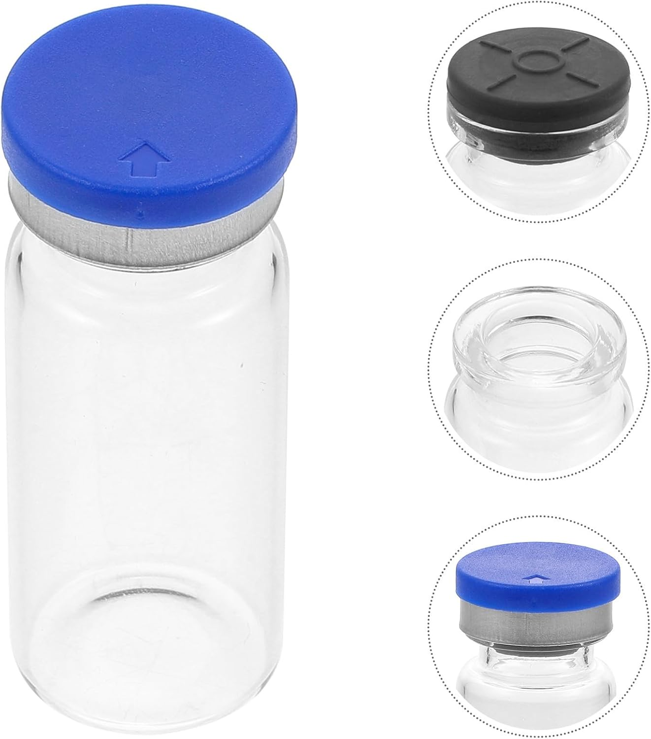 Glass Headspace Vials 20 Pack 10Ml Flat Bottom Bottles with Rubber Stoppers for Freeze-Dried Powder and Liquid Samples in Lab image number 3