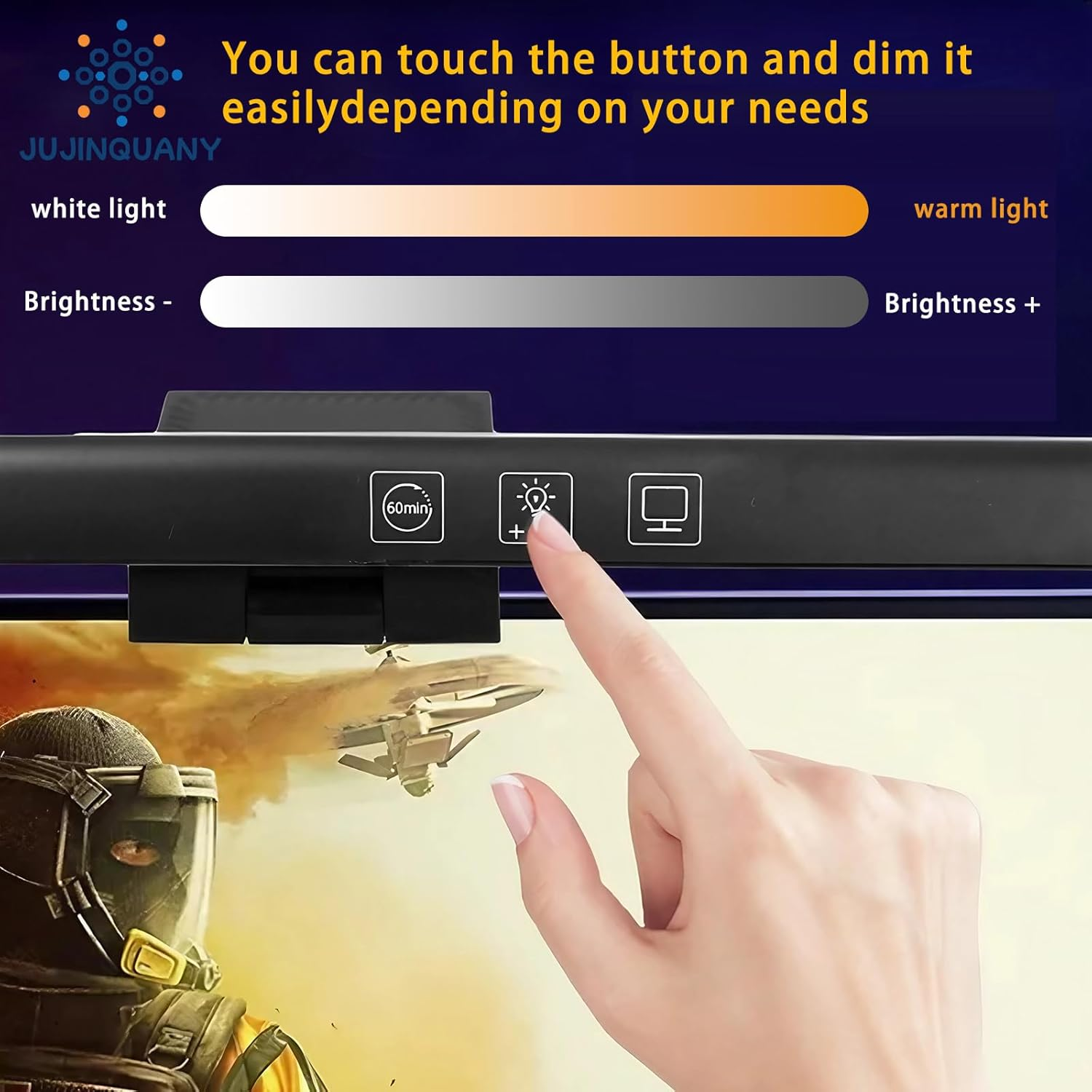 USB Computer Monitor Lamp Large 19.6-Inch LED Monitor Light Bar &ndash; 6500K, 167LM Auto-Dimming Usb-Powered Desk Lamp with Adjustable Color Temperature for Gaming, Office, Home Backlighting & E-Reading image number 1