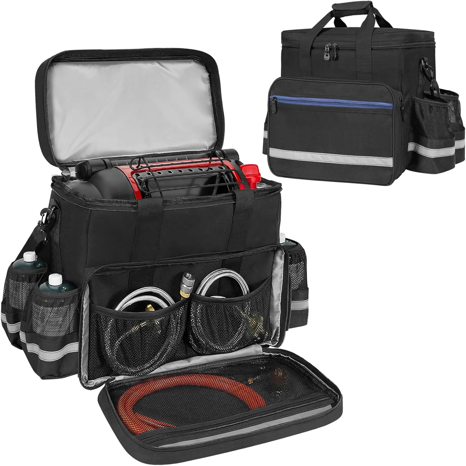 ORKELS Propane Heater Carry Bag Compatible with Mr. Heater MH18B & Big Buddy, Portable Carrying Case with Multiple Pockets and Anti-Slip Bottom for Camping, RV Travel, Ice Fishing, Bag Only image number 3