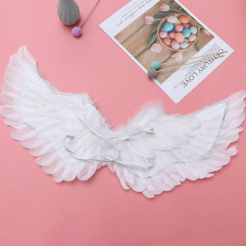 White Angel Wings Decoration with Halo and Wand - Feather Wings, Women'S Costume for Party Fancy Dress image number 1