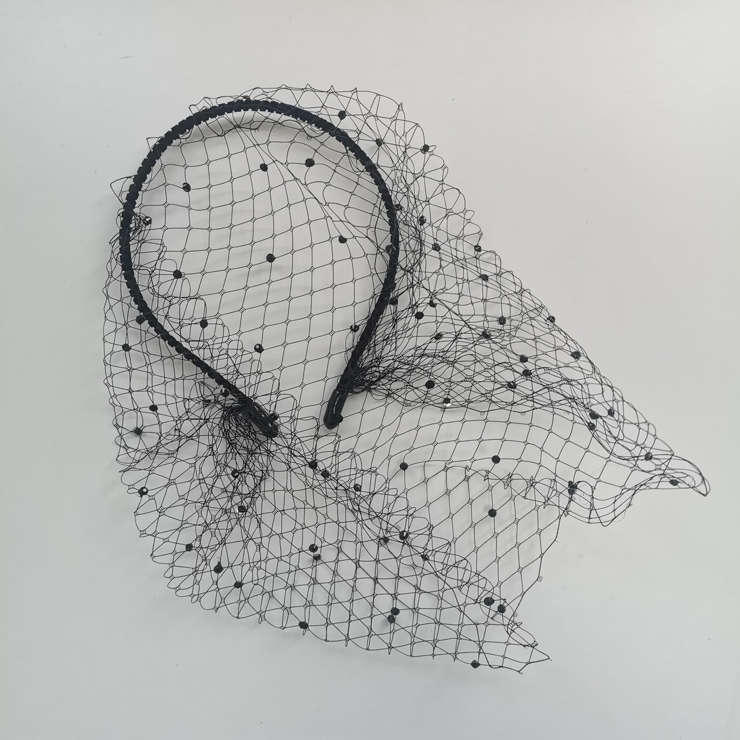 TRADERPLUS Women'S Mesh Veil Headband Black Wedding and Party Vintage Fascinator Mesh Lace Headband of the 1920S image number 4