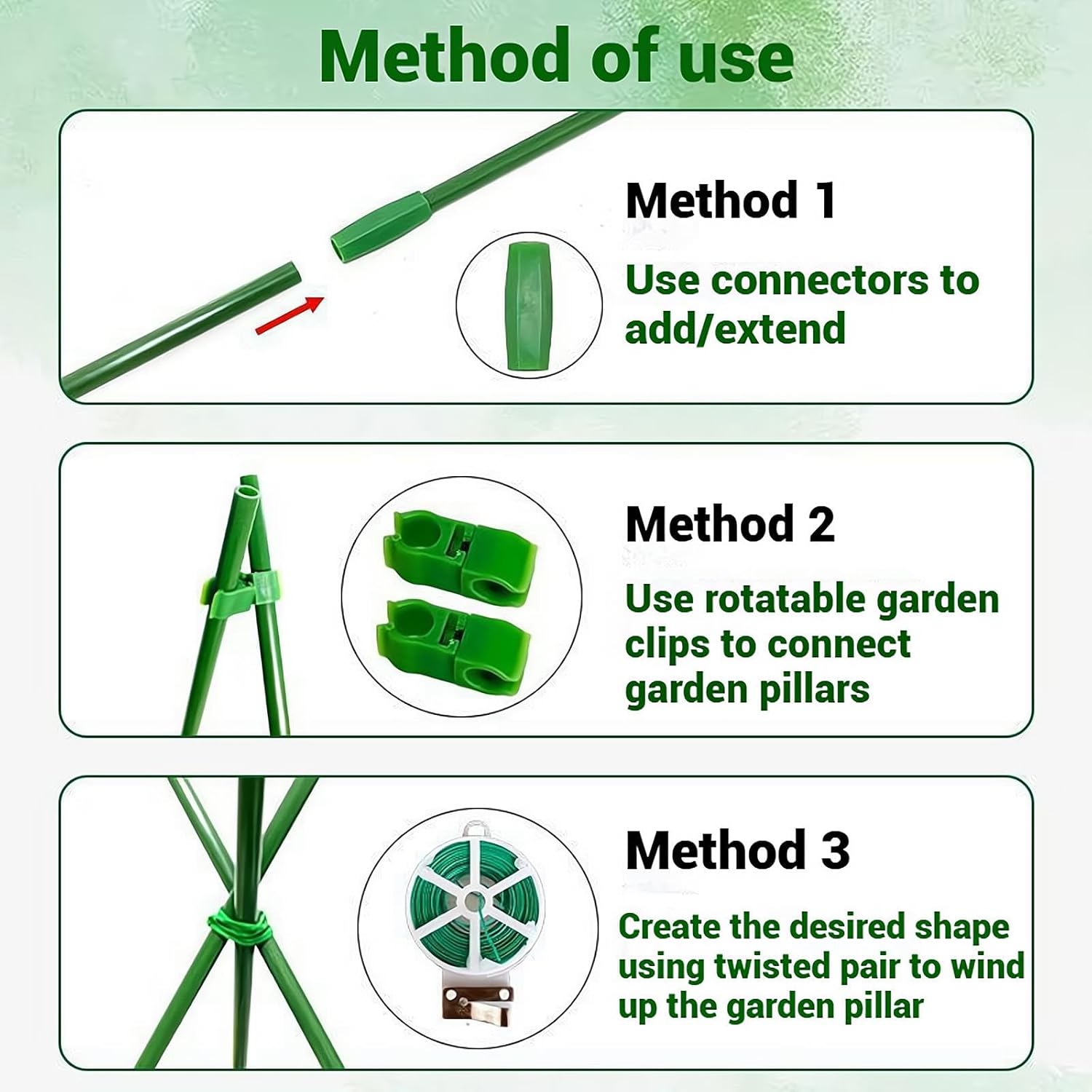 97Pcs Garden Stakes Set with 38 Fiberglass Plant Supports & 59 Accessories for Tomato, Vegetables, Climbing Vines - 4Ft/5Ft/6Ft/7Ft DIY Stakes for Indoor & Outdoor Gardening Supplies image number 4