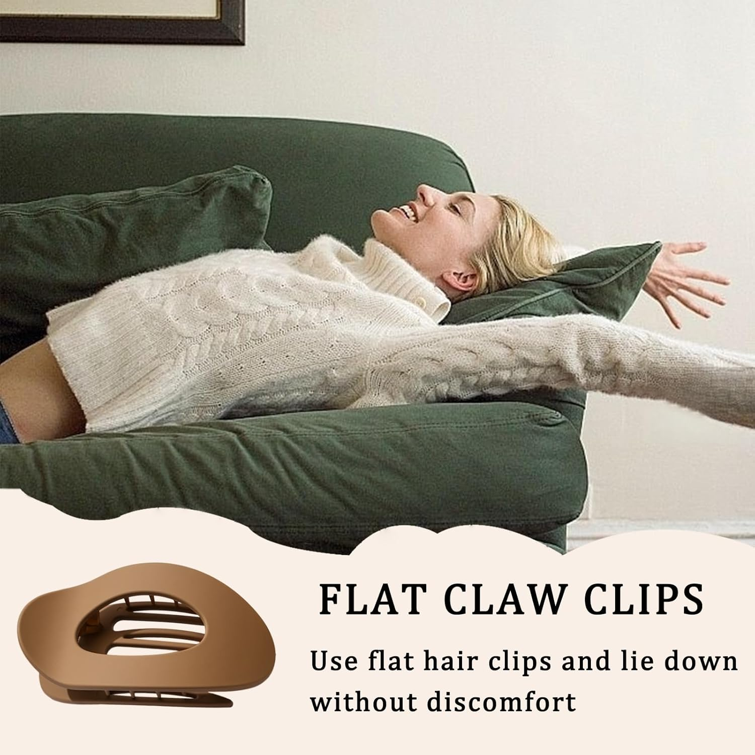 Ueiykoz Flat Claw Clips,4 Pack Strong Hold Flat Claw Clips French Clips Hair for Thick Thin Hair Non-Slip Lay down round Clips Barrettes for Women